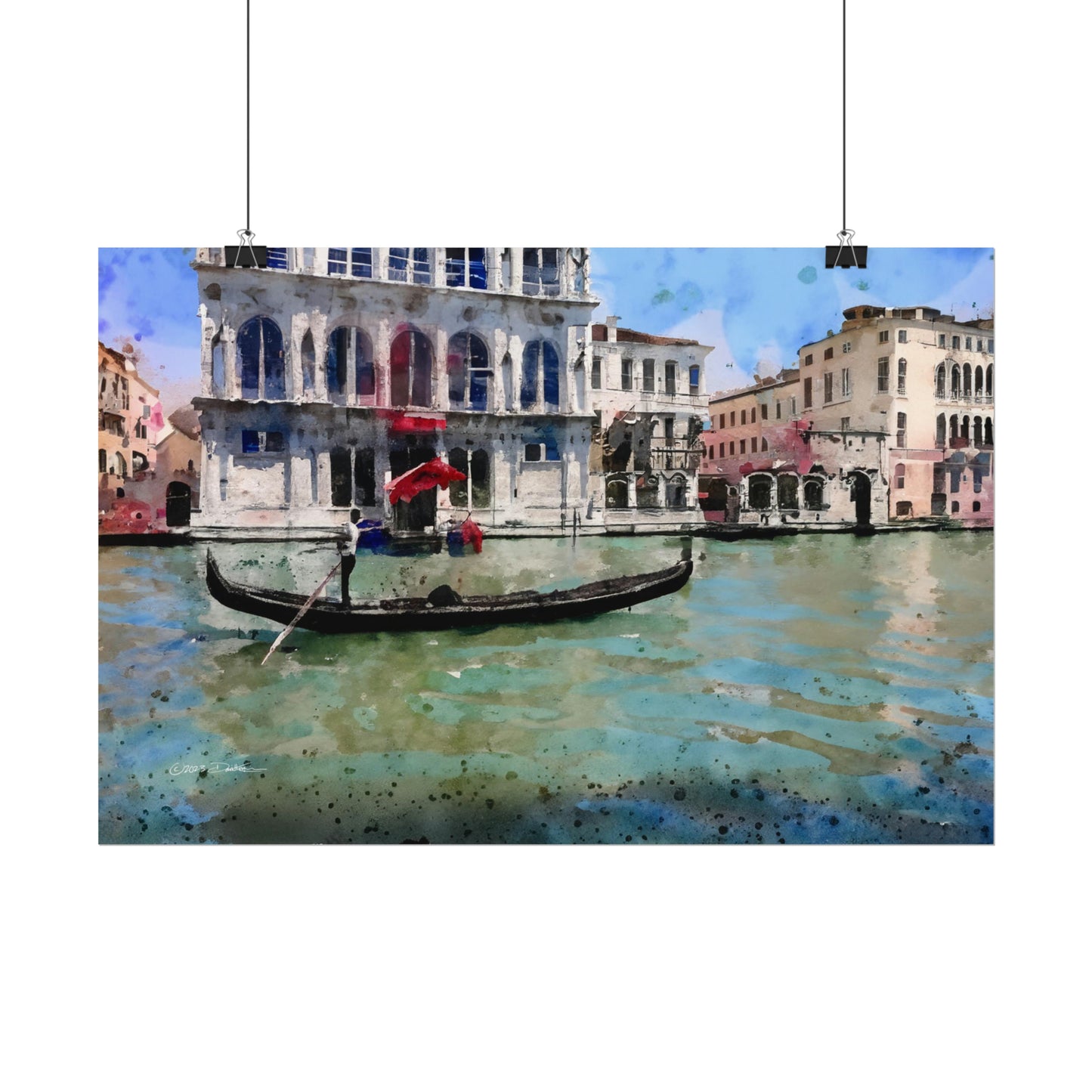 Gondola, Venice, Italy. Unframed digital watercolour print.