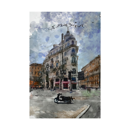 Street Scene, Toulouse, France. Unframed digital watercolour print.