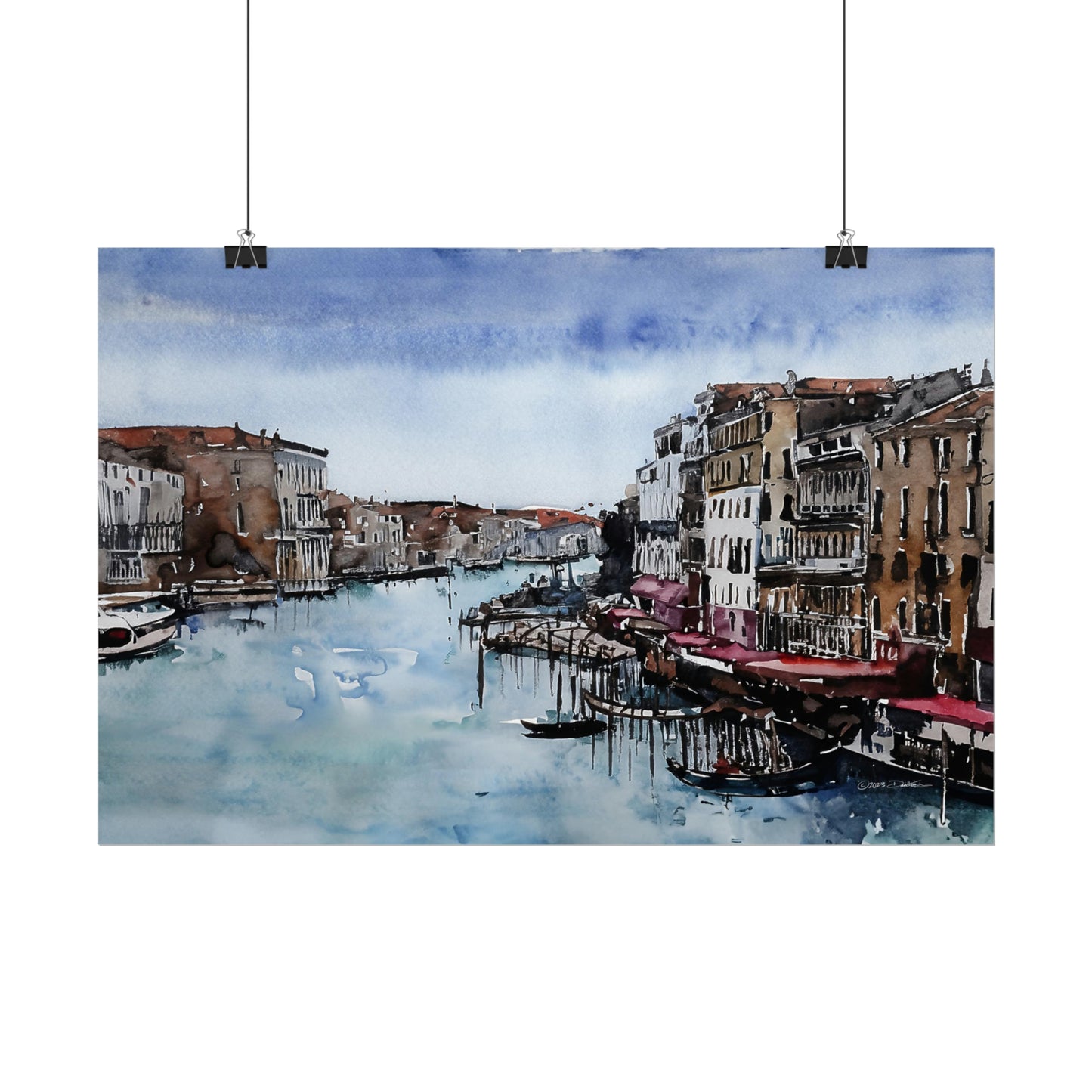 Grand Canal, Venice, Italy. Unframed digital watercolour print.