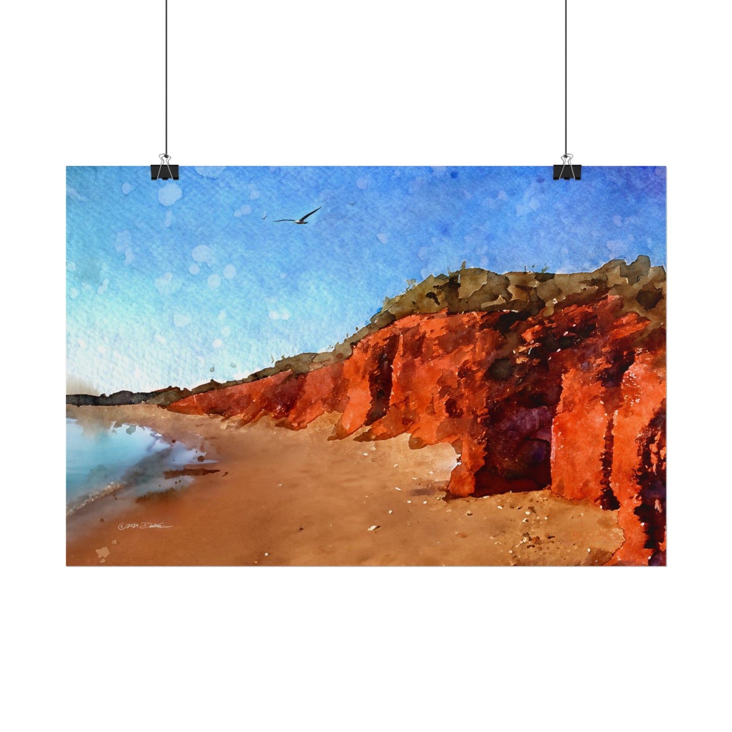 Red Cliffs, Pilbara, Western Australia. Unframed digital watercolour print.