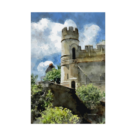 The Bishop's Palace, Wells, United Kingdom. Unframed digital watercolour print.