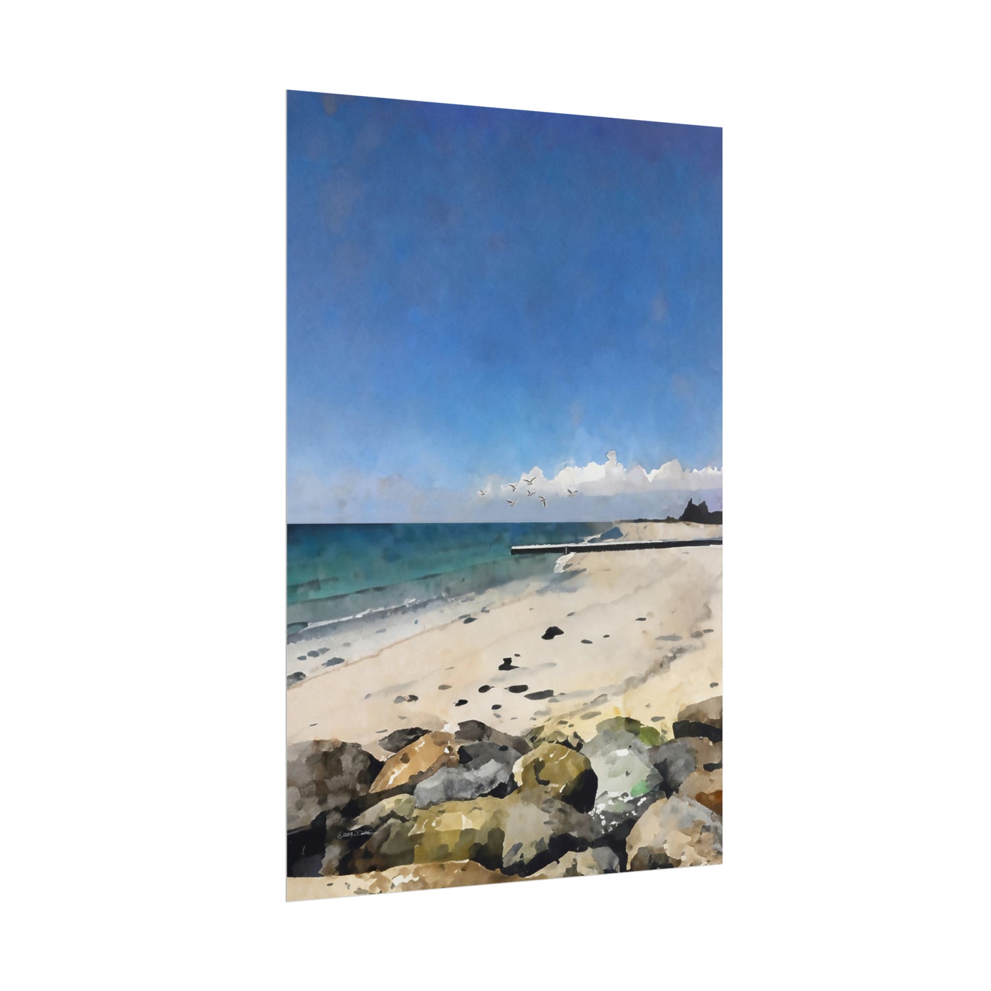 Busselton Beach, WA. Unframed digital watercolour print.