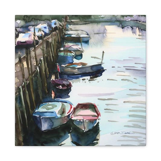 Looe Harbour, Cornwall, UK. Approx. 40.7 x 40.7 (16 x 16”) print. Matte canvas all-over print