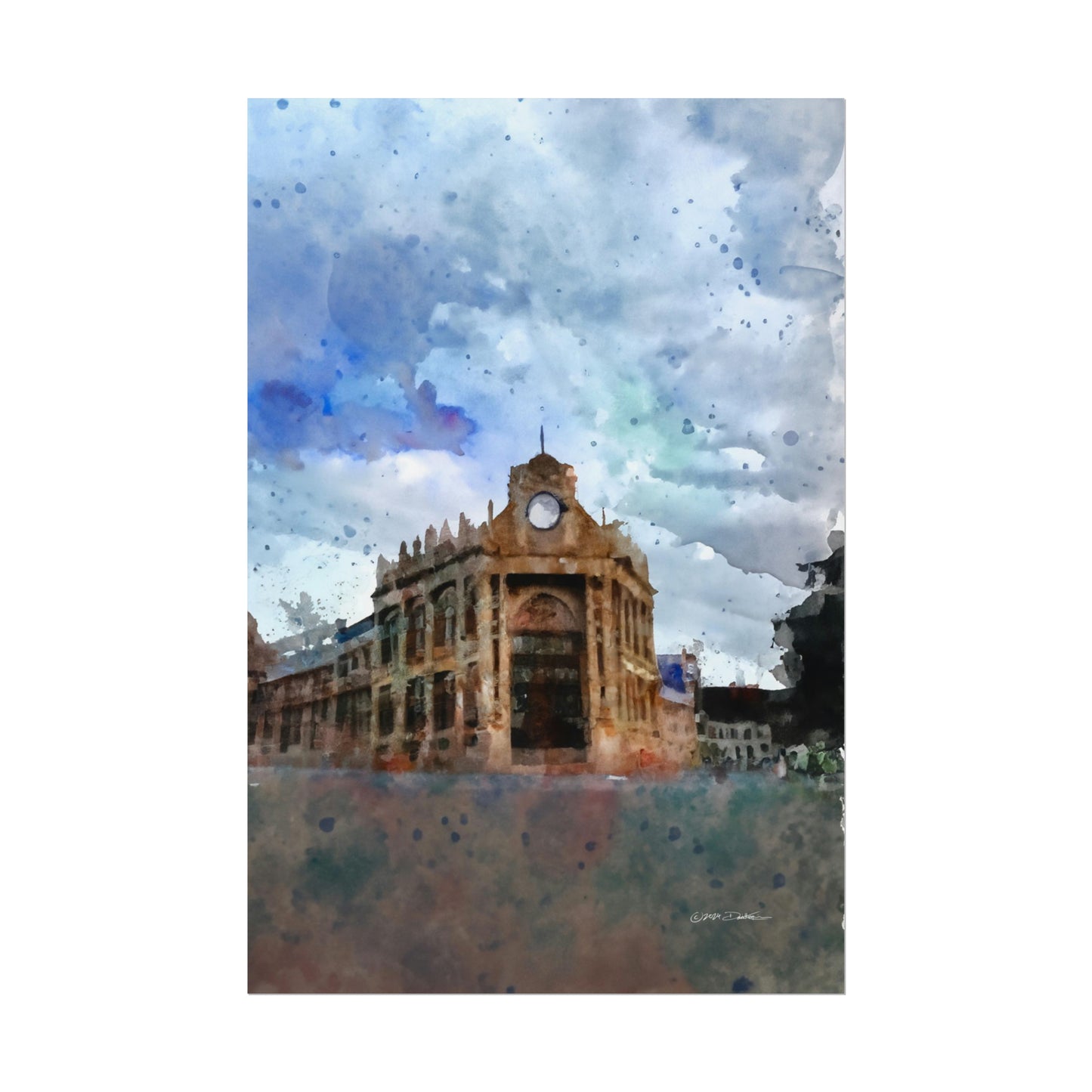 York Town Hall, Western Australia. Unframed digital watercolour print.