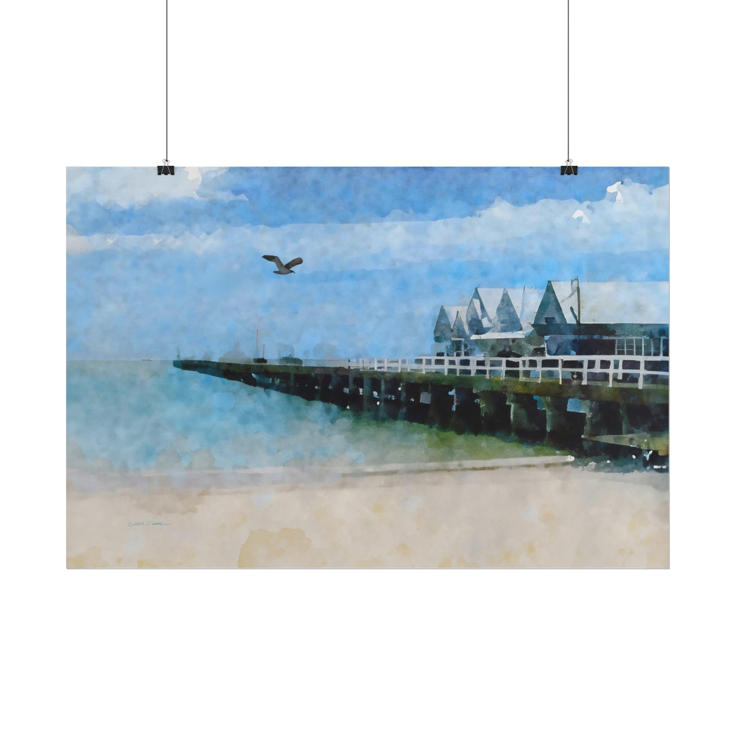 Busselton Pier, WA. Unframed digital watercolour print.