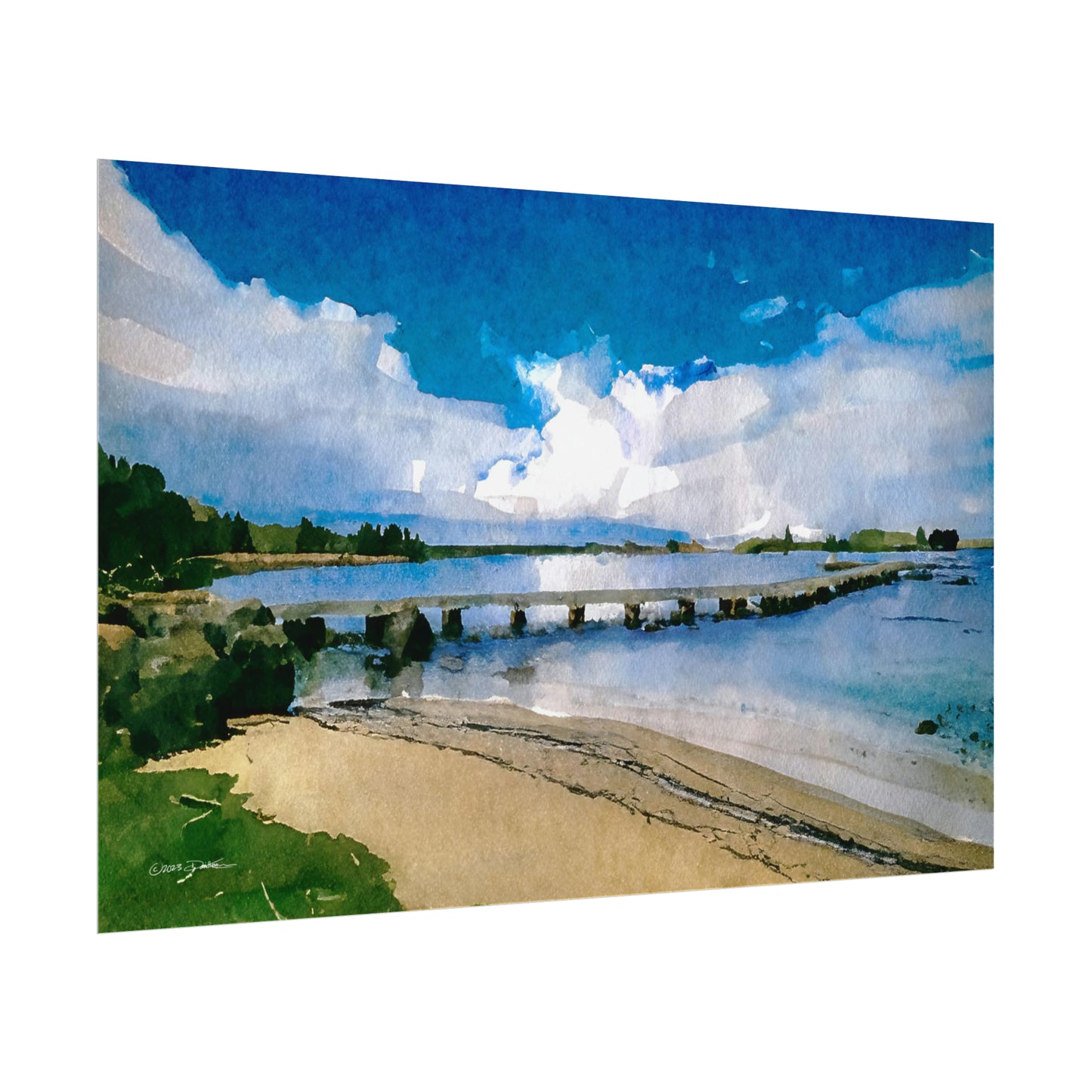 Jetty, Maylands, Western Australia. Unframed digital watercolour print.