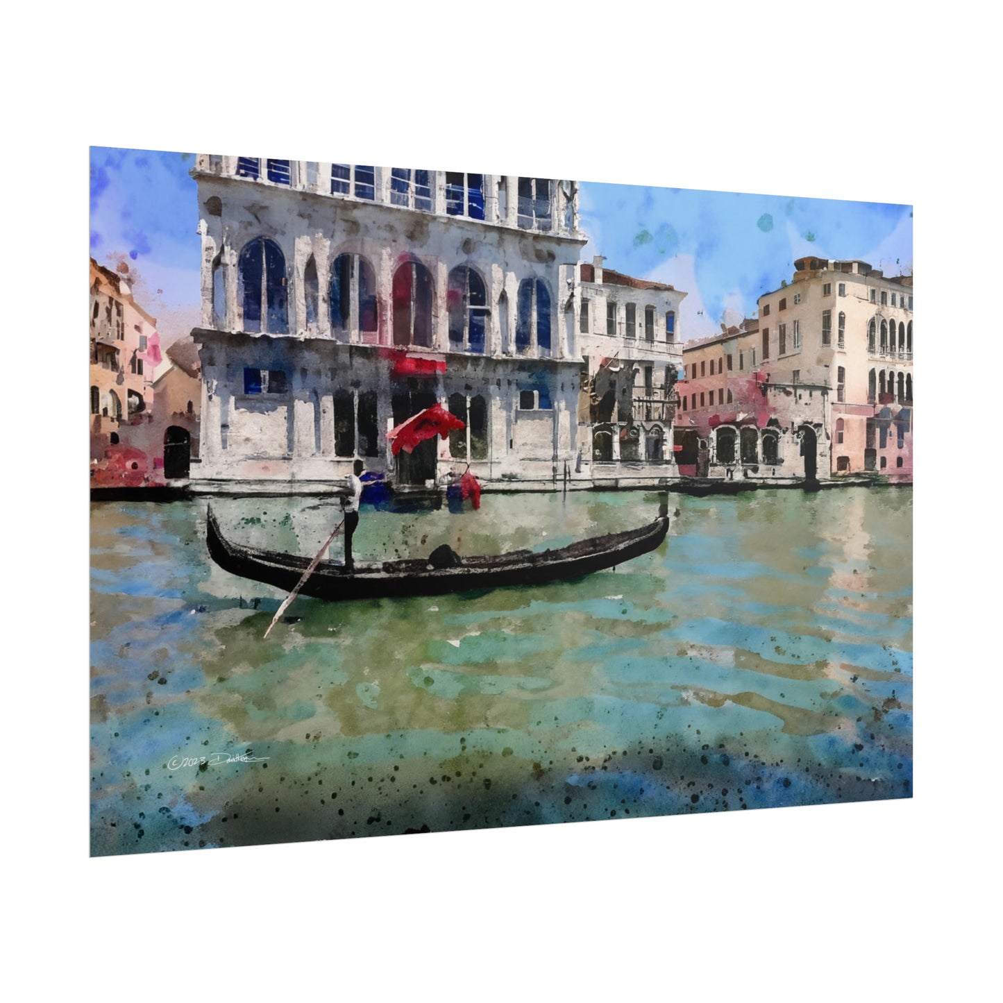 Gondola, Venice, Italy. Unframed digital watercolour print.