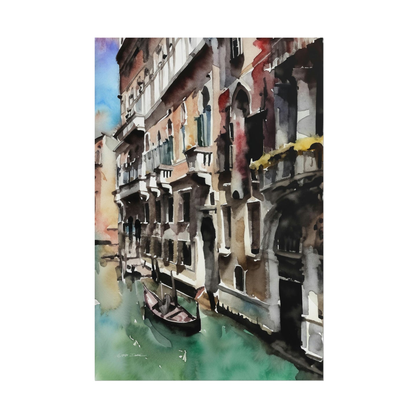 Gondola, Venice, Italy. Unframed digital watercolour print.