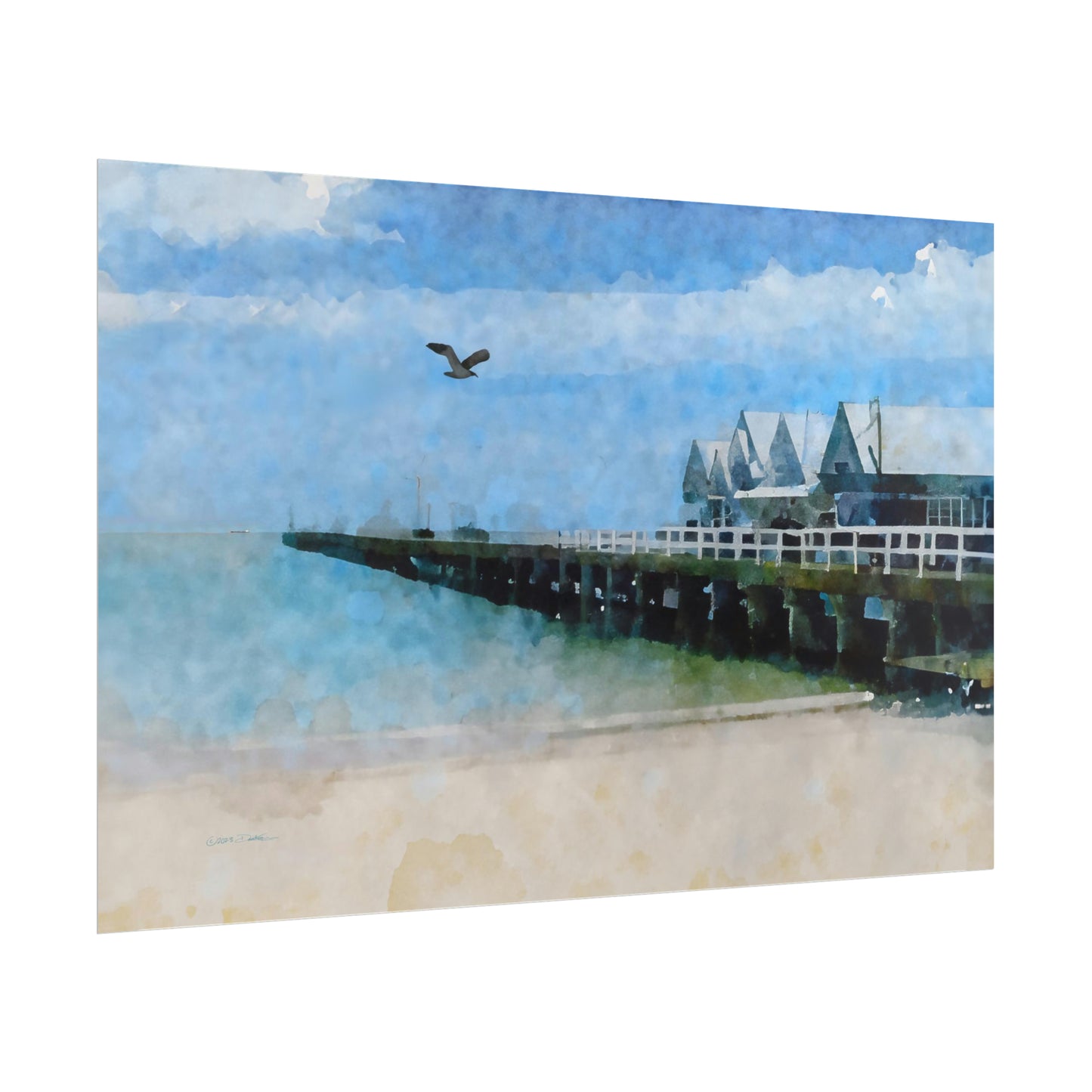 Busselton Pier, WA. Unframed digital watercolour print.