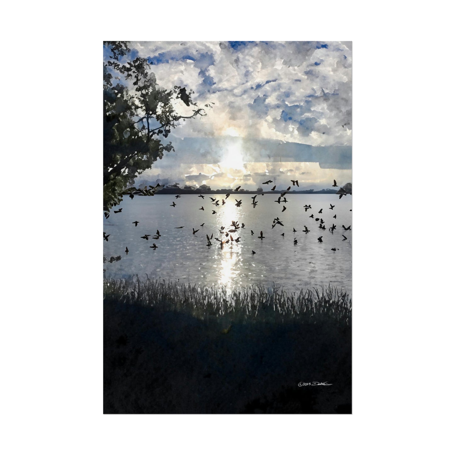 Lake Bungana, Maylands, Western Australia. Unframed digital watercolour print.