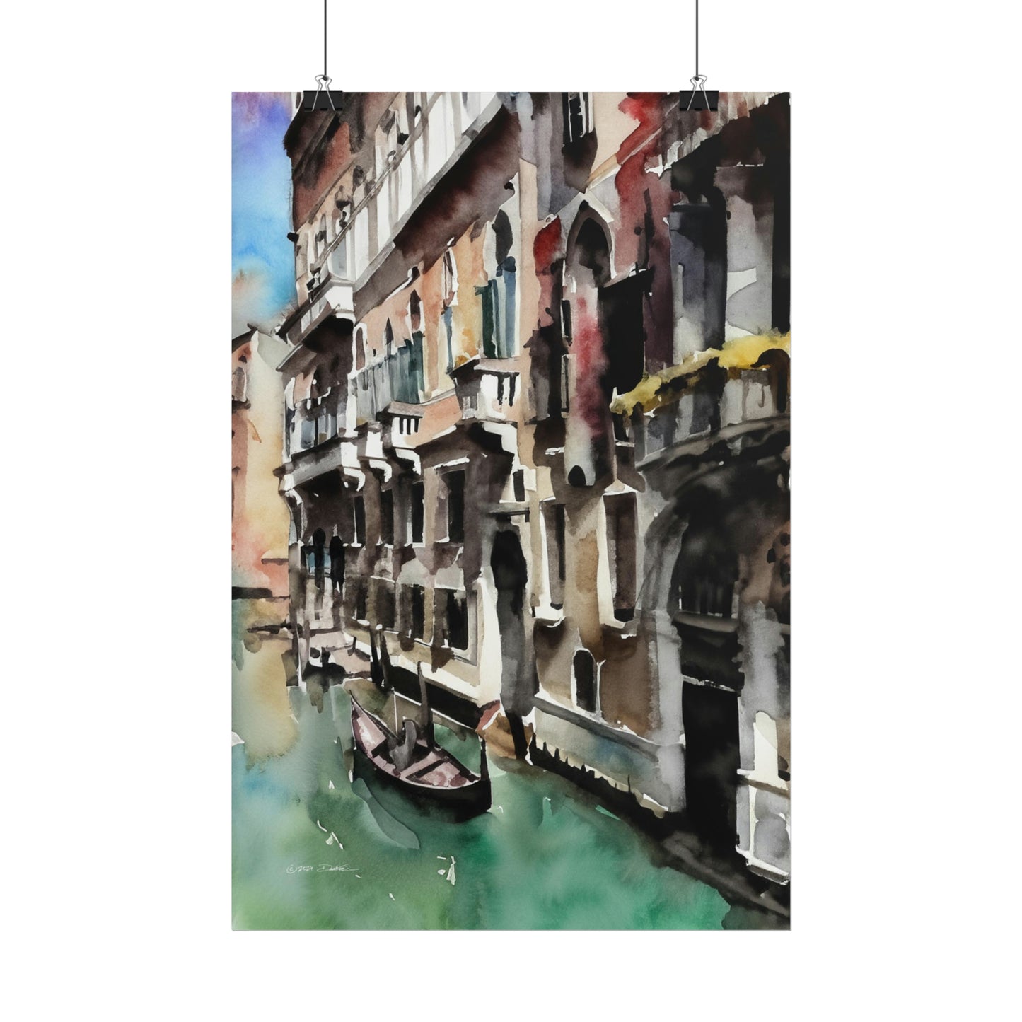 Gondola, Venice, Italy. Unframed digital watercolour print.