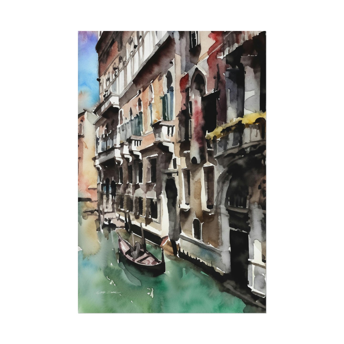 Gondola, Venice, Italy. Unframed digital watercolour print.