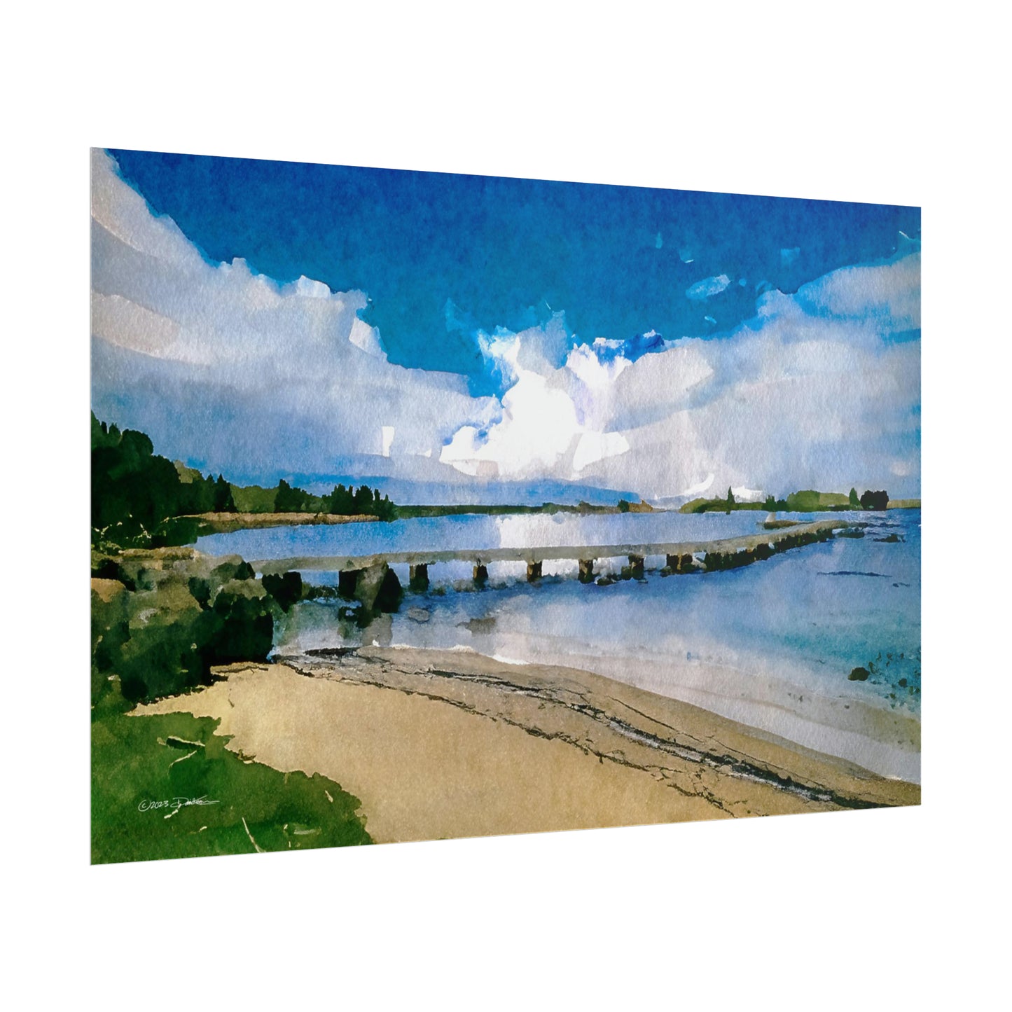 Jetty, Maylands, Western Australia. Unframed digital watercolour print.