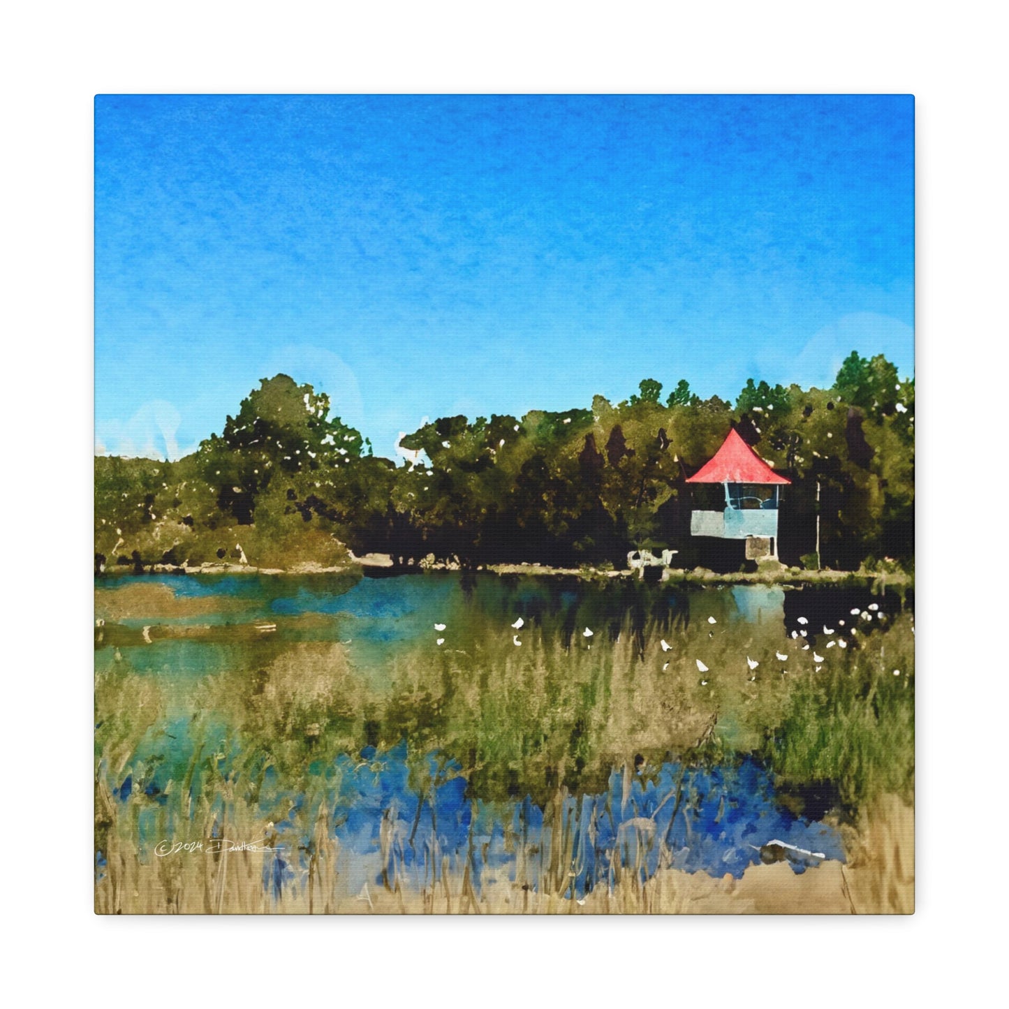 Lake Bungana, Maylands. Approx. 40.7 x 40.7 (16 x 16”). Matte canvas all-over print.