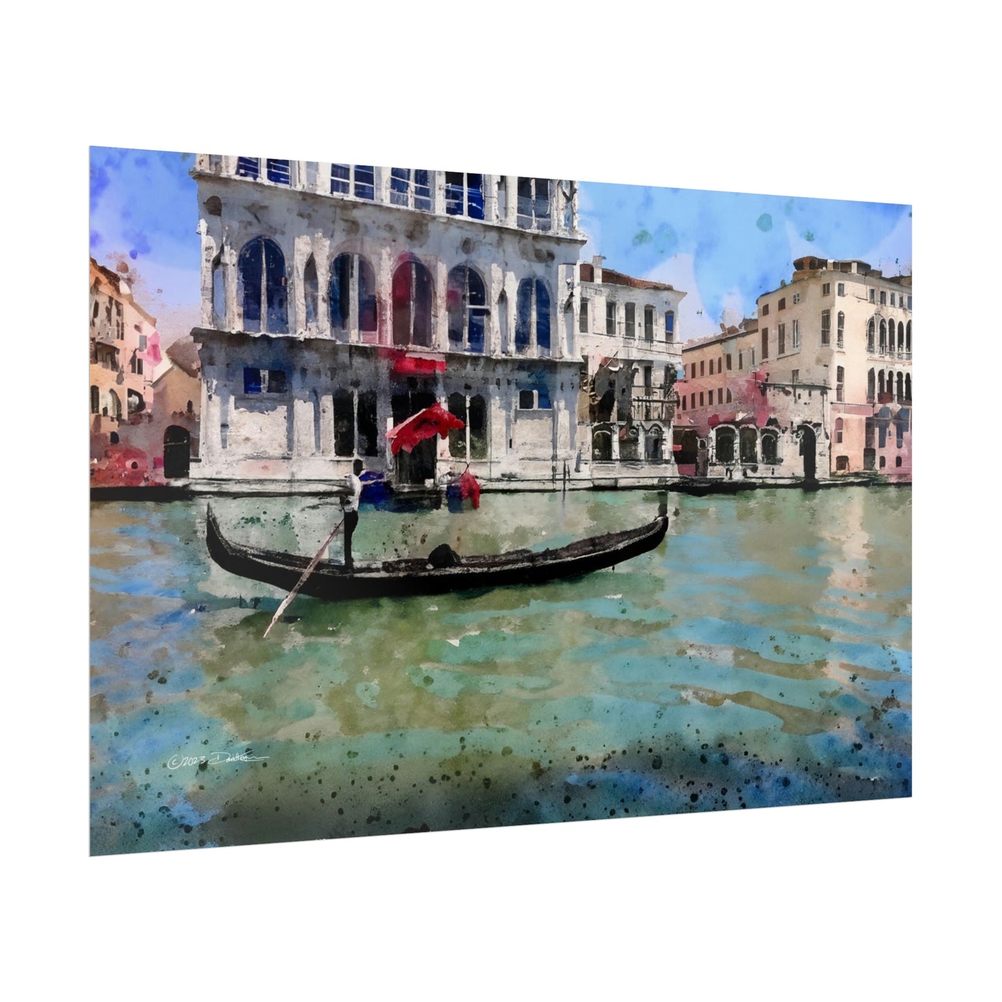 Gondola, Venice, Italy. Unframed digital watercolour print.