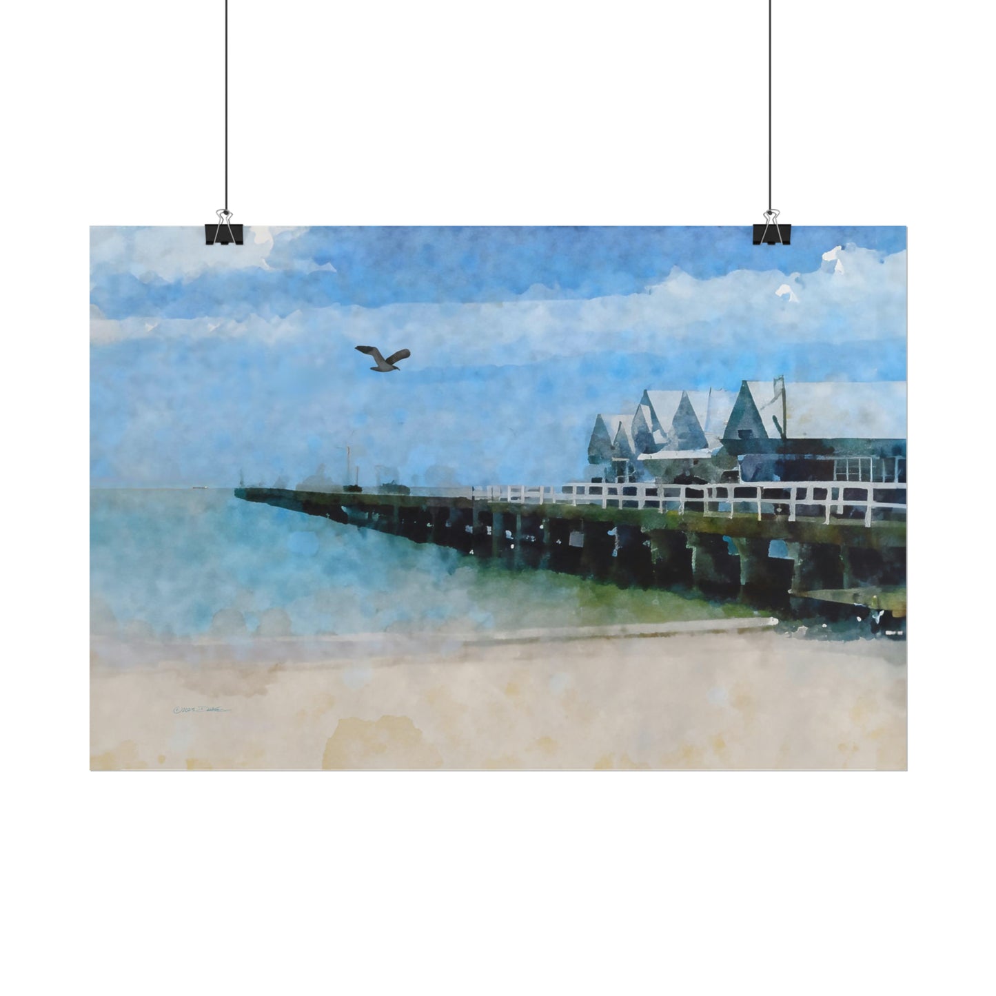 Busselton Pier, WA. Unframed digital watercolour print.