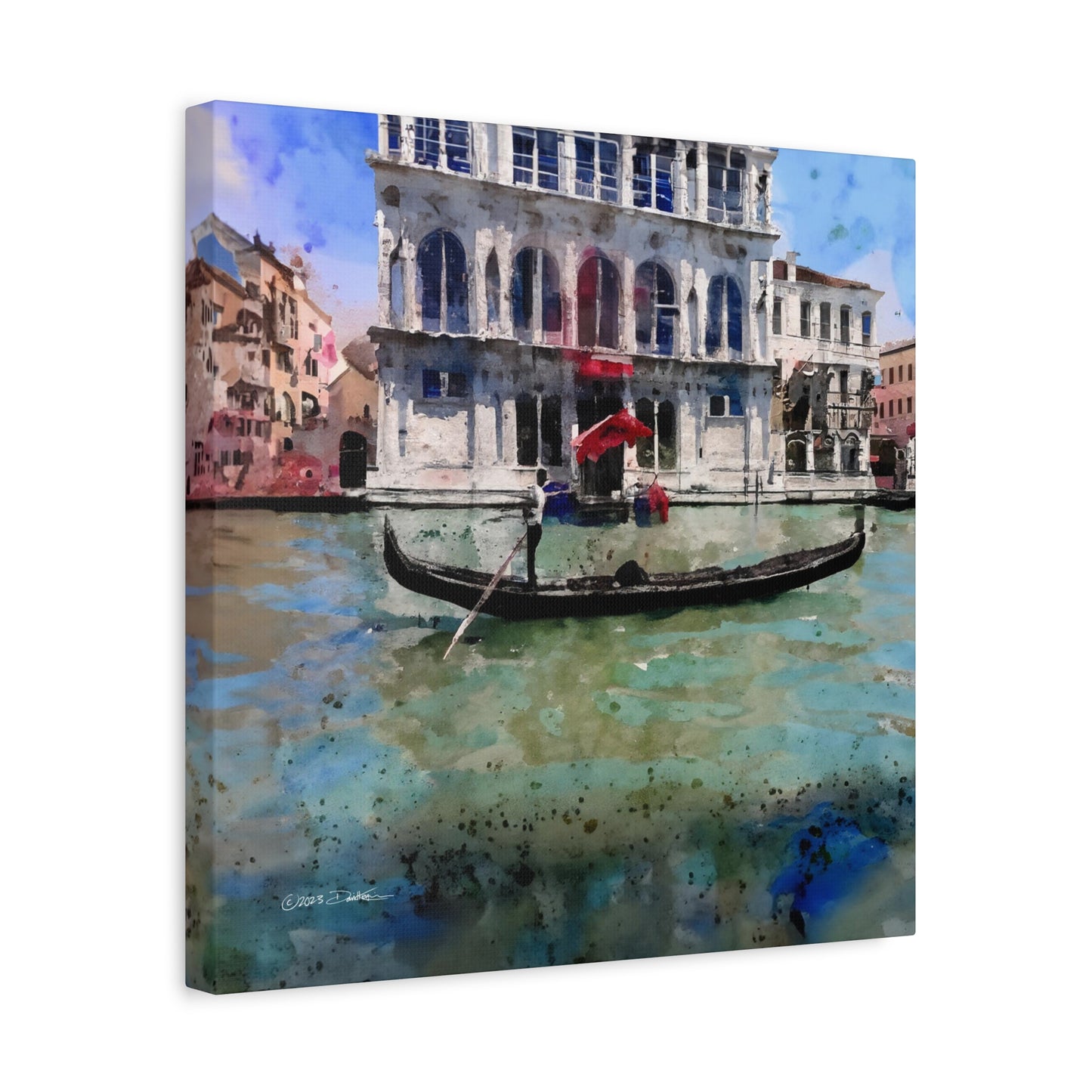 Gondolier, Venice. Approx. 40.7 x 40.7 (16 x 16”). Matte canvas all-over print.