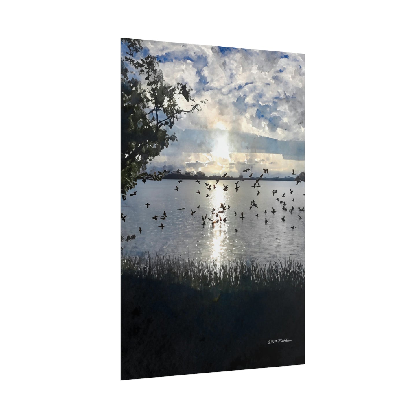 Lake Bungana, Maylands, Western Australia. Unframed digital watercolour print.