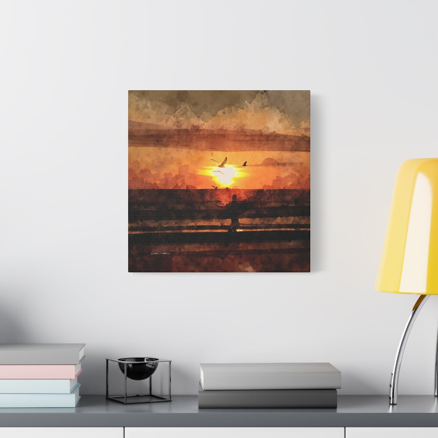 Lone Surfer, Trigg Beach, WA. Approx. 40.7 x 40.7 (16 x 16”). Matte canvas all-over print.