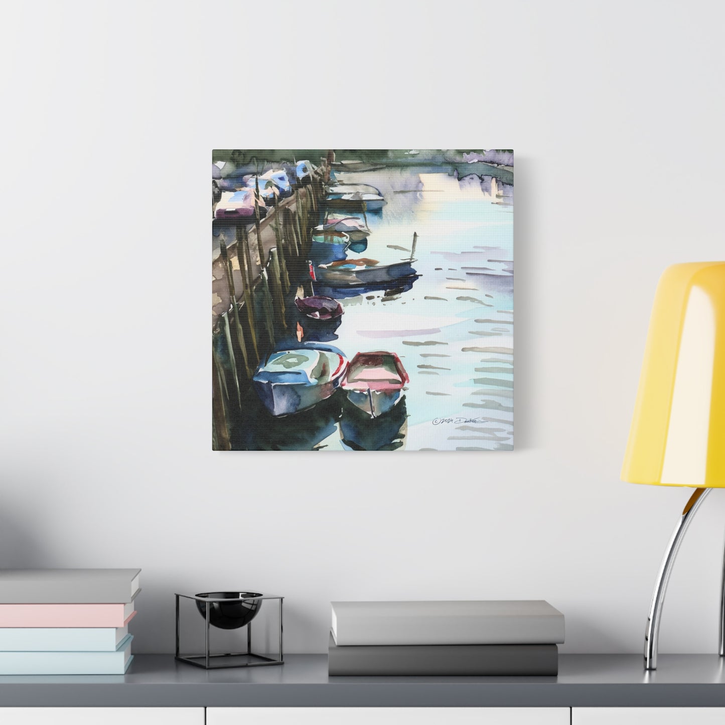 Looe Harbour, Cornwall, UK. Approx. 40.7 x 40.7 (16 x 16”) print. Matte canvas all-over print