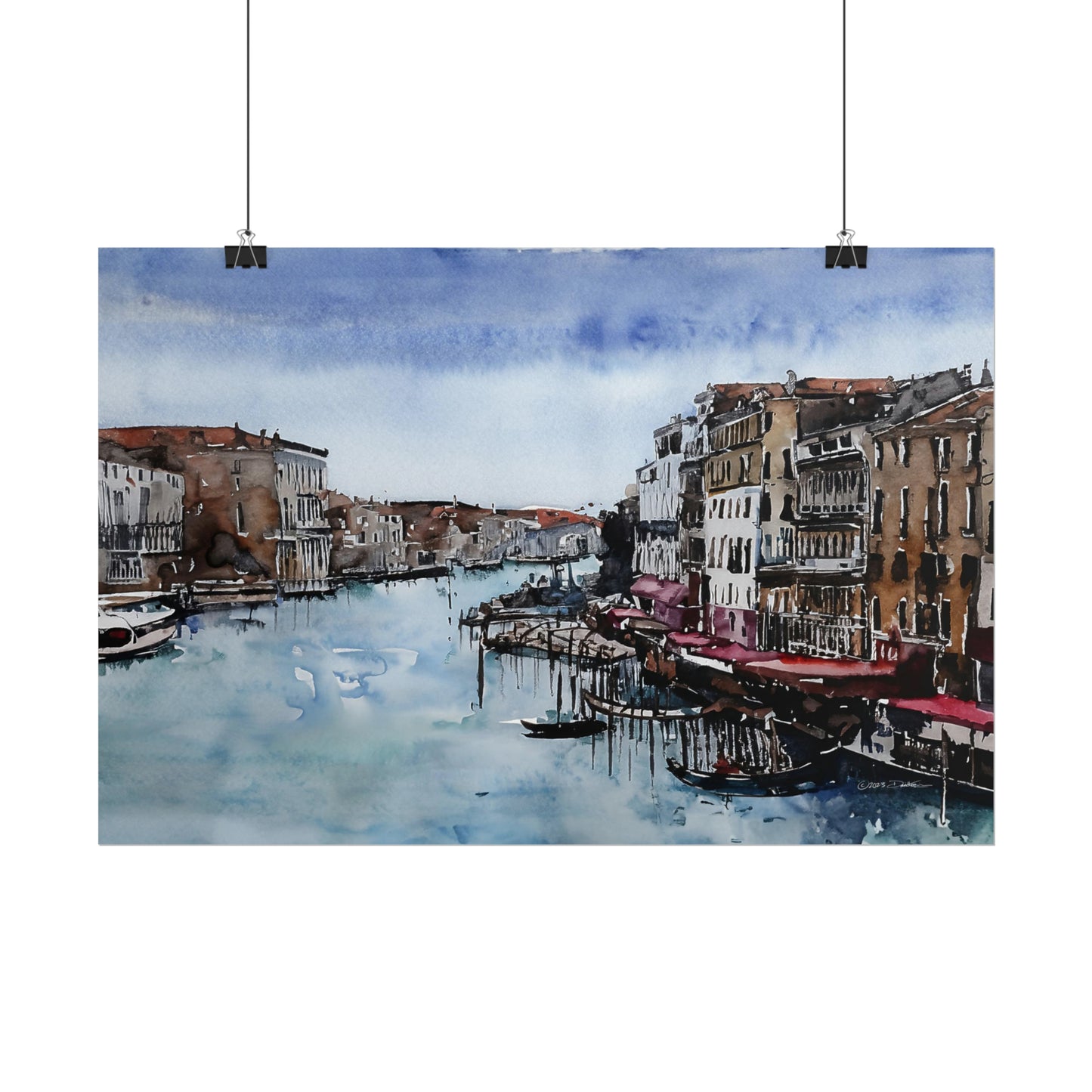 Grand Canal, Venice, Italy. Unframed digital watercolour print.