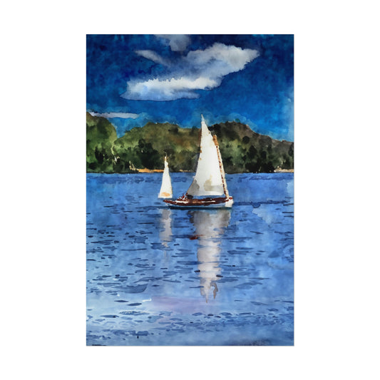 Sailing on the Swan, Western Australia. Unframed digital watercolour print.