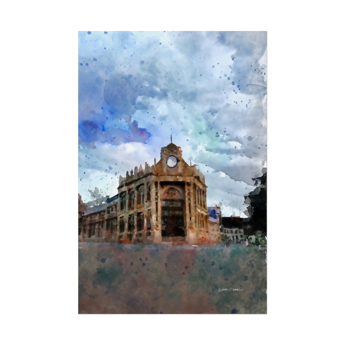 York Town Hall, Western Australia. Unframed digital watercolour print.