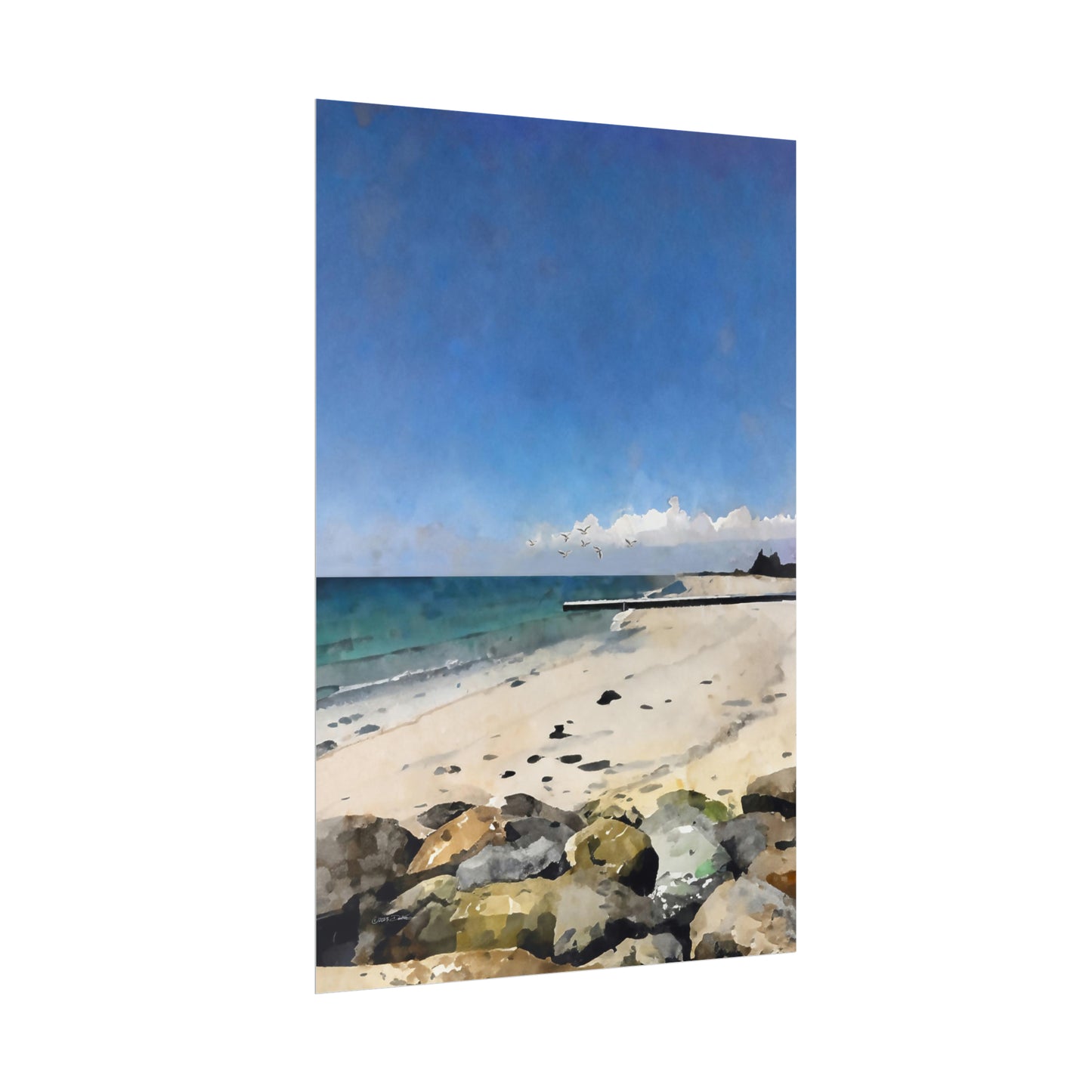 Busselton Beach, WA. Unframed digital watercolour print.