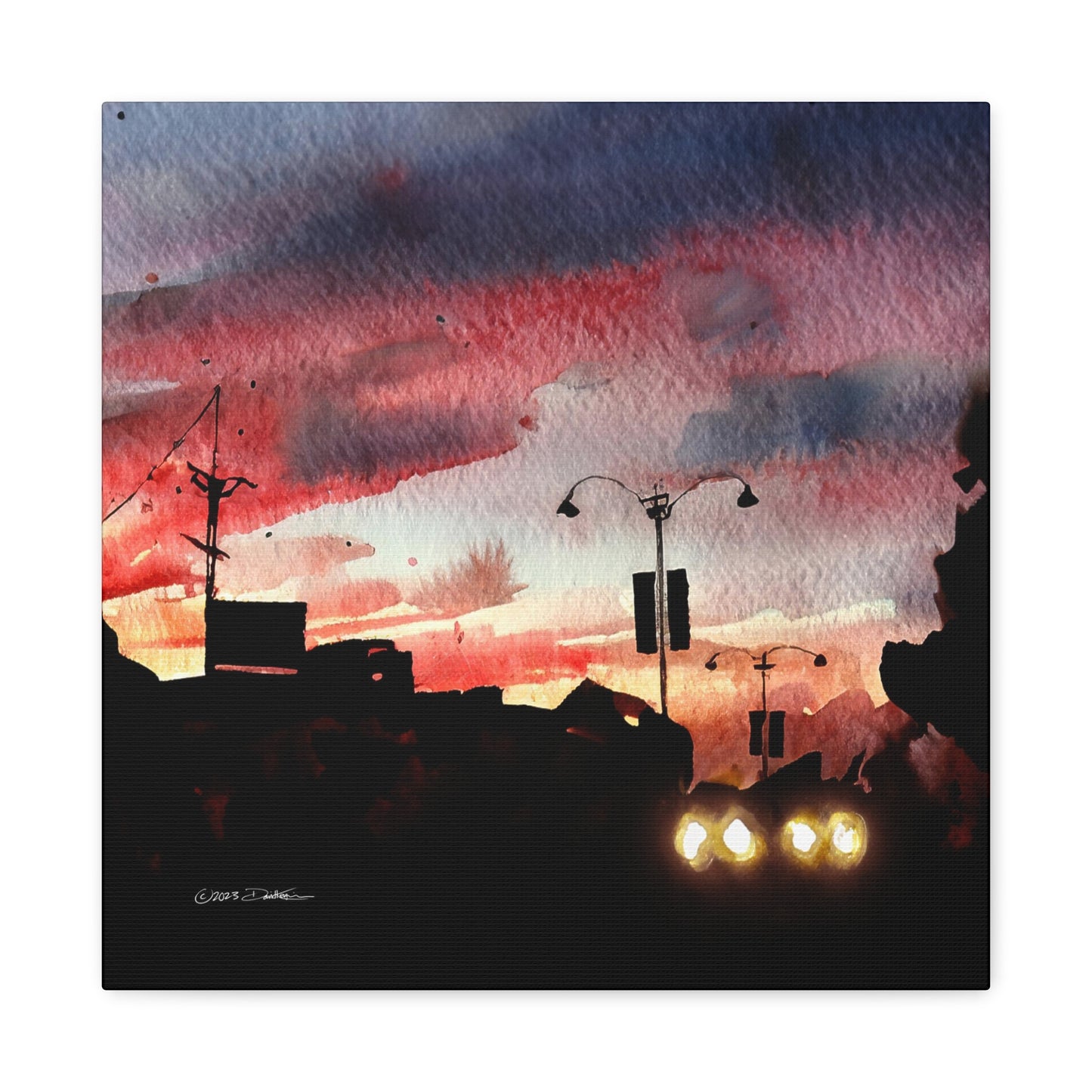 Night, Maylands, WA. Approx. 40.7 x 40.7 (16 x 16”) print. Matte canvas all-over print