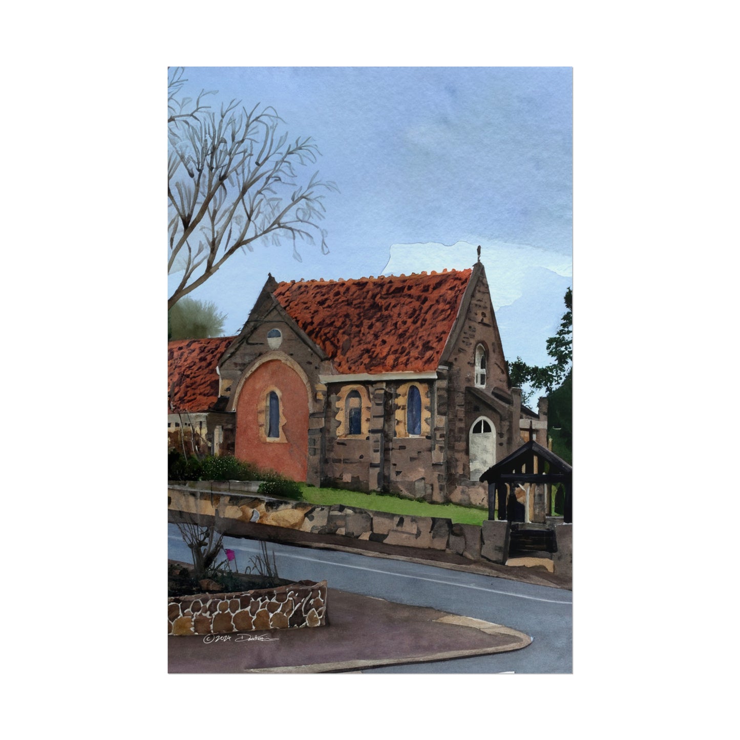 Chapel, Bridgetown, Western Australia. Unframed digital watercolour print.