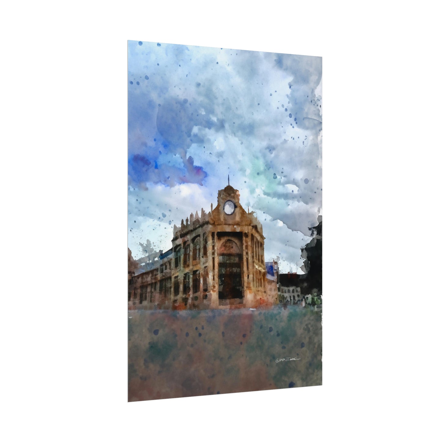 York Town Hall, Western Australia. Unframed digital watercolour print.