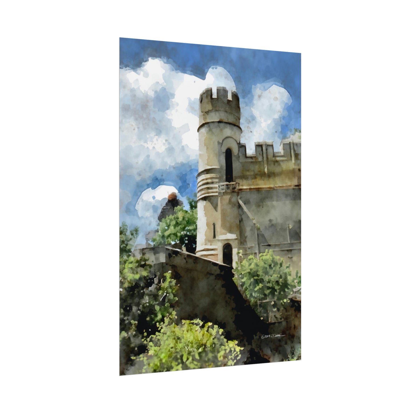 The Bishop's Palace, Wells, United Kingdom. Unframed digital watercolour print.