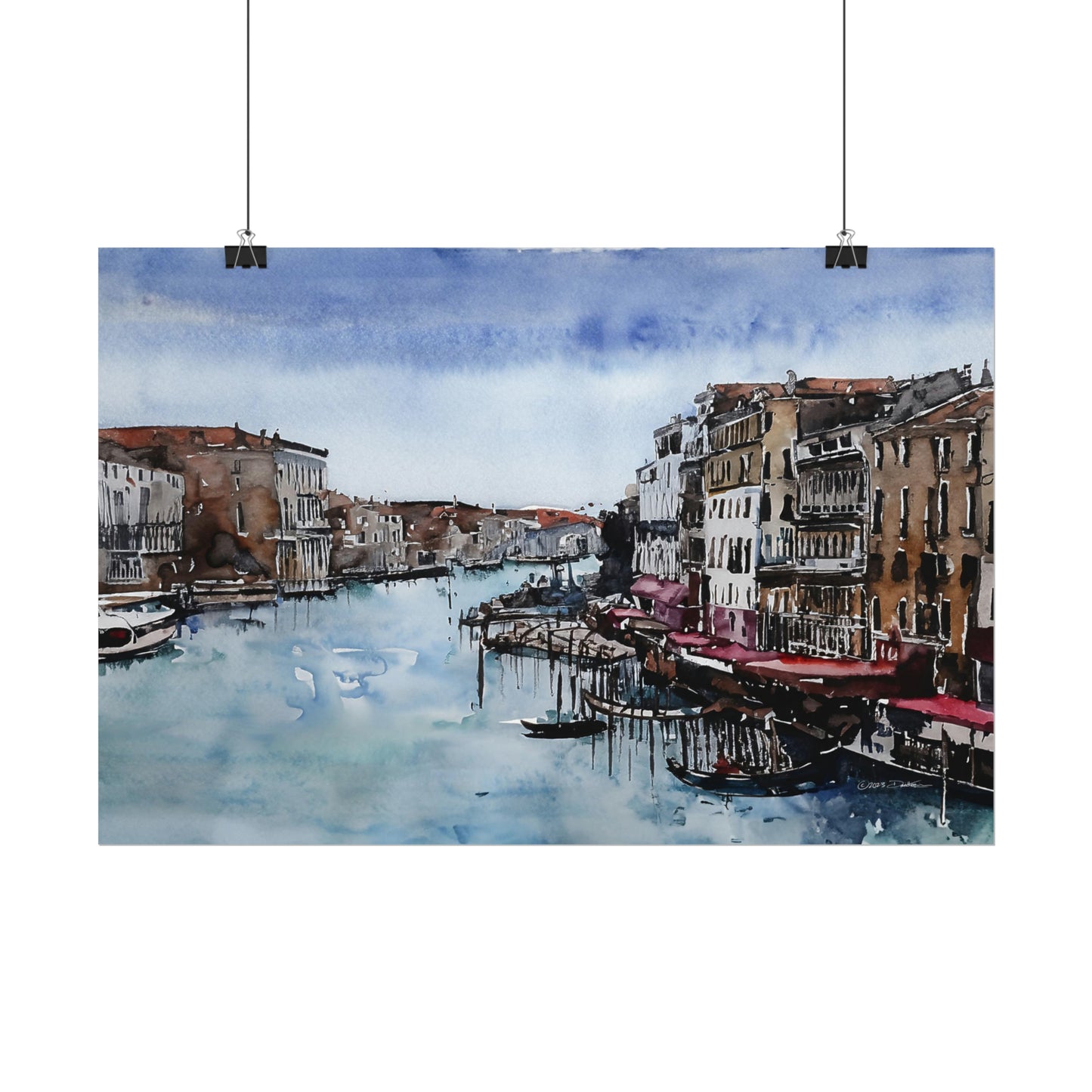 Grand Canal, Venice, Italy. Unframed digital watercolour print.