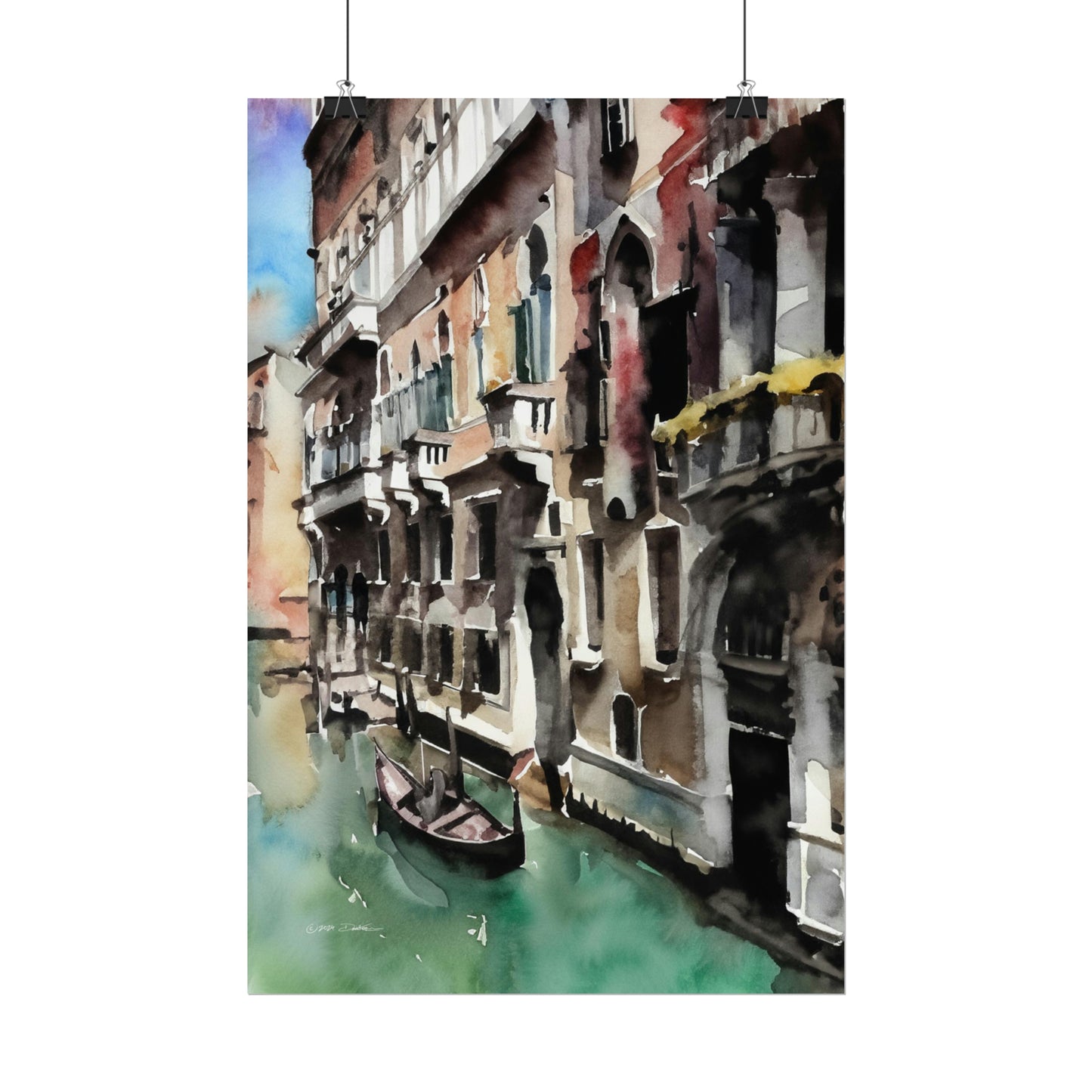 Gondola, Venice, Italy. Unframed digital watercolour print.