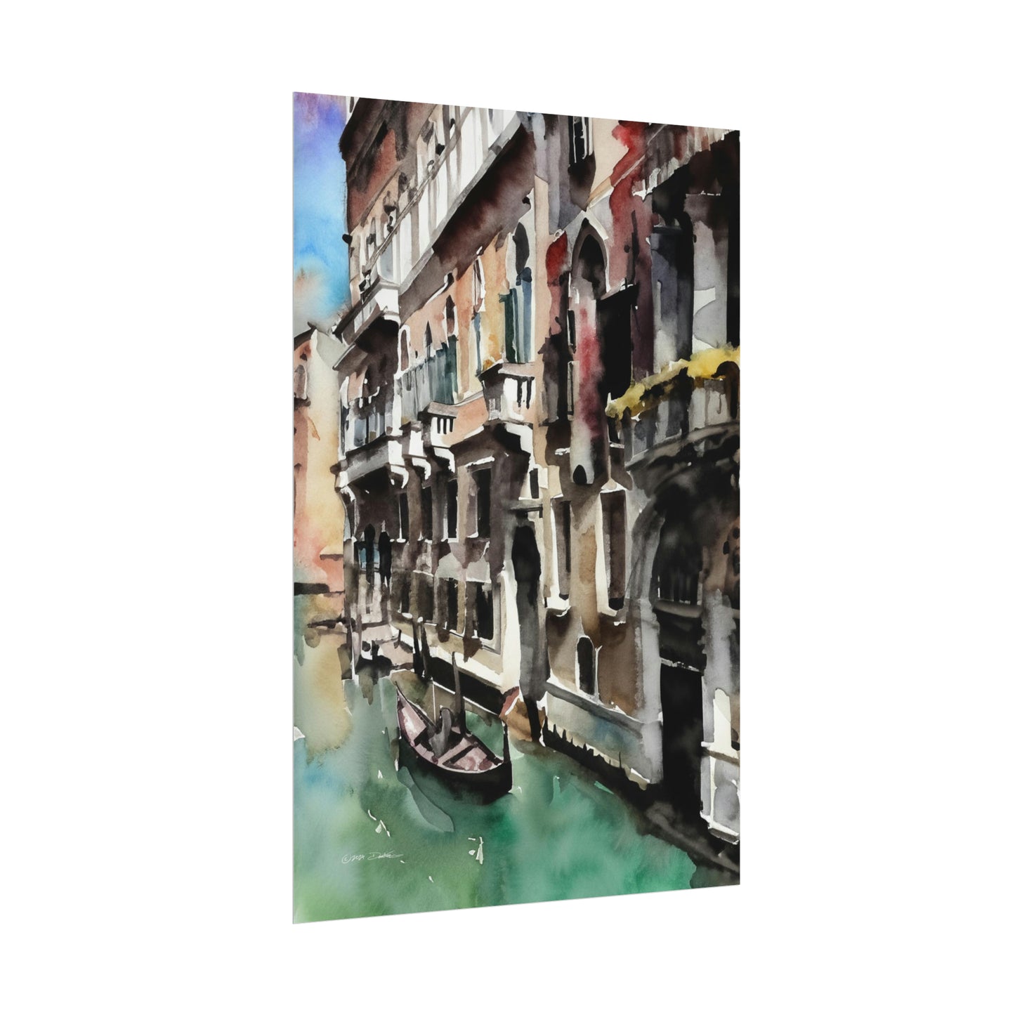 Gondola, Venice, Italy. Unframed digital watercolour print.