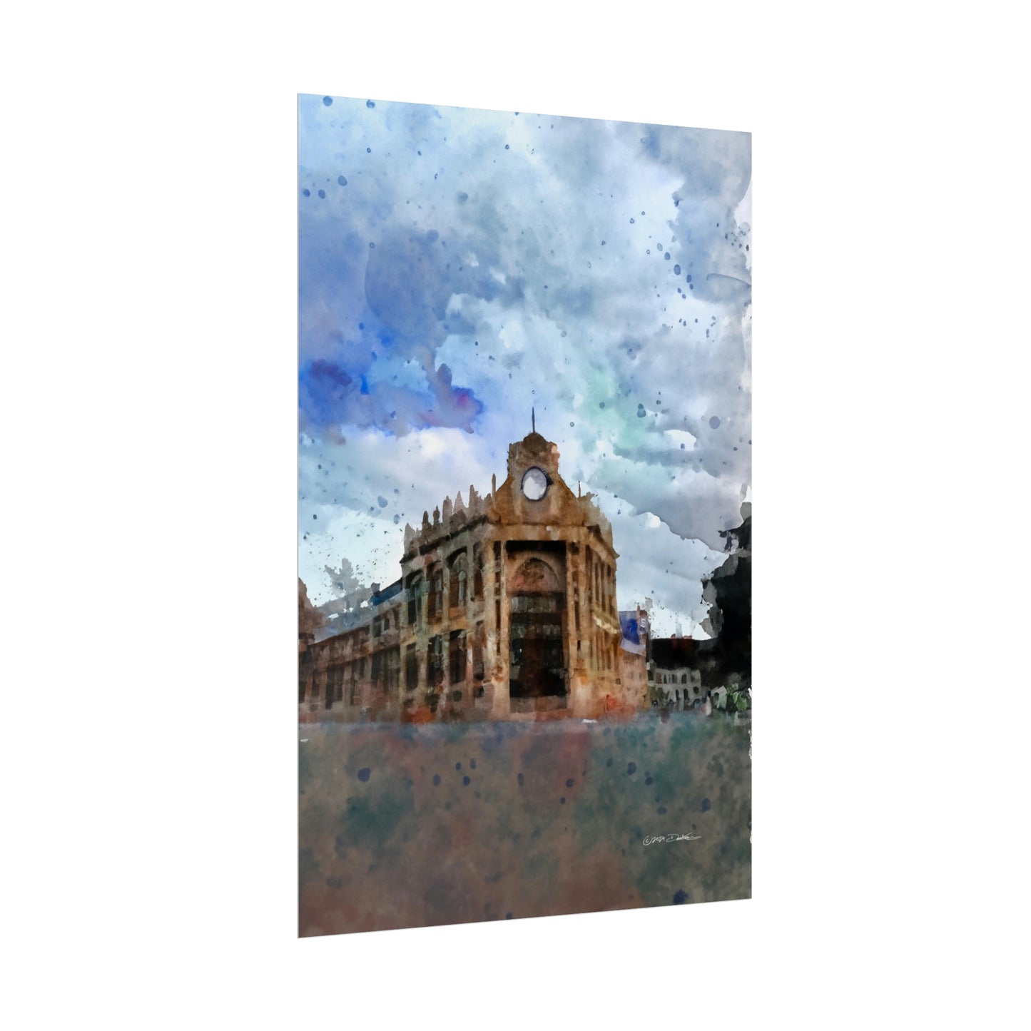 York Town Hall, Western Australia. Unframed digital watercolour print.