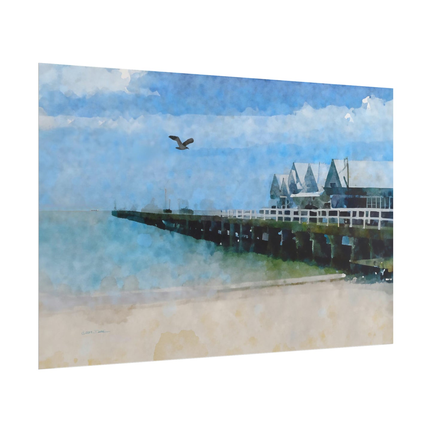 Busselton Pier, WA. Unframed digital watercolour print.