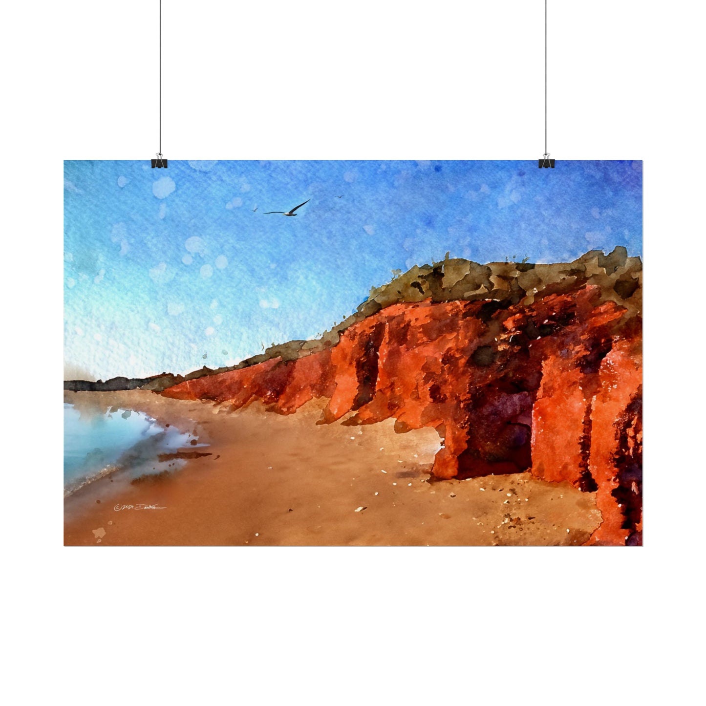 Red Cliffs, Pilbara, Western Australia. Unframed digital watercolour print.