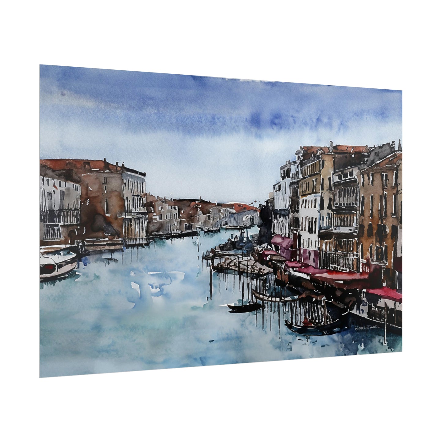 Grand Canal, Venice, Italy. Unframed digital watercolour print.