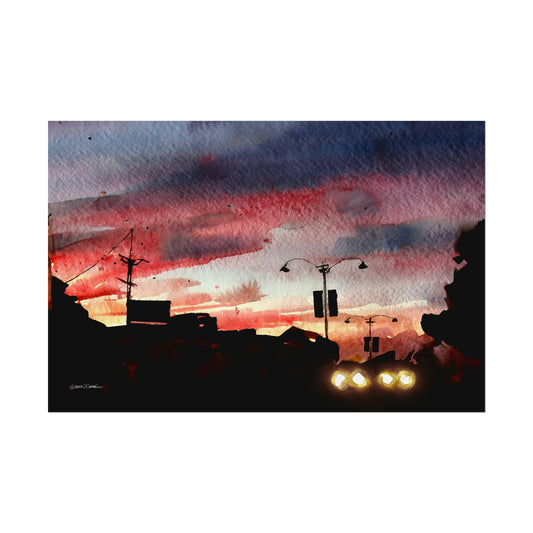 Maylands, Night,  WA. Unframed digital watercolour print.