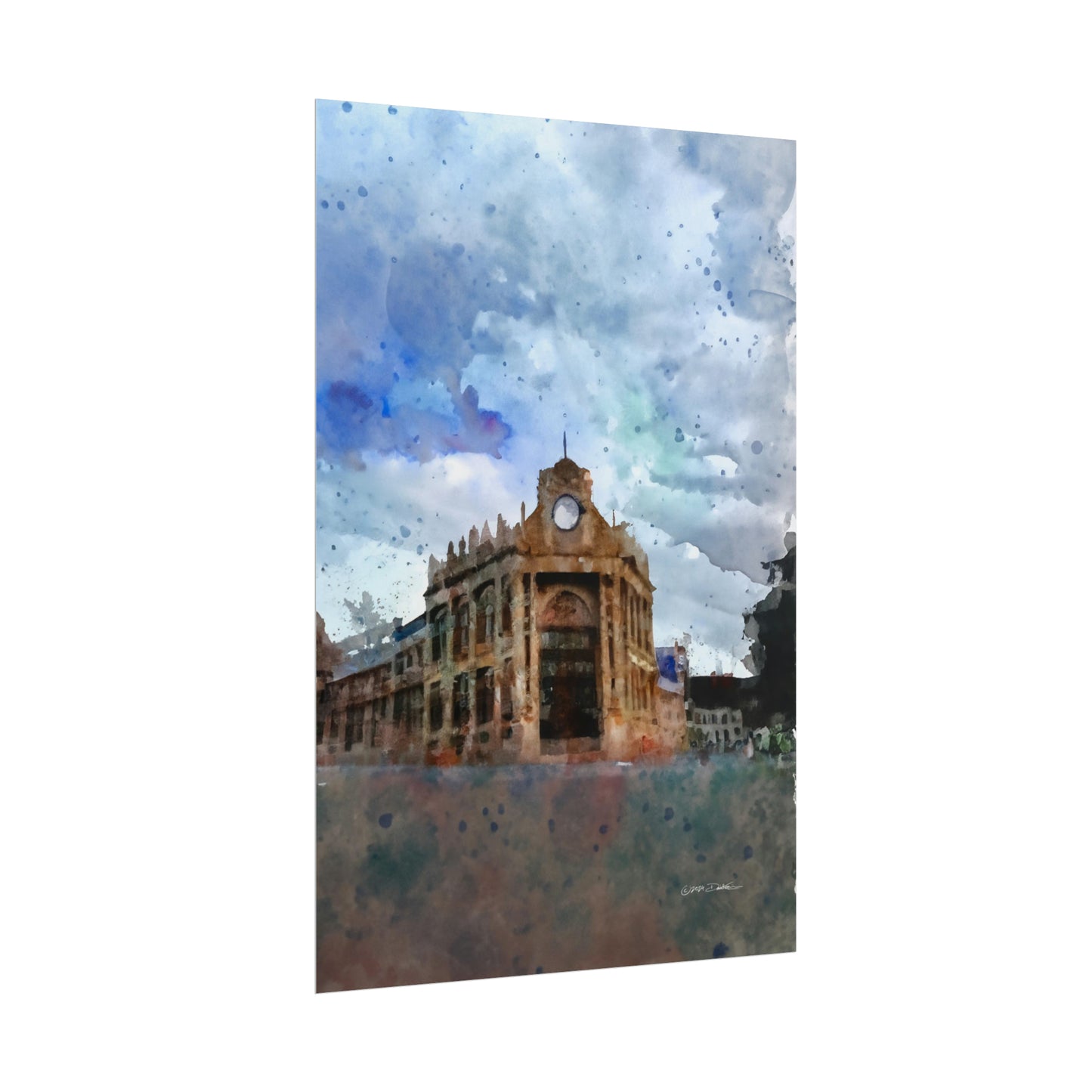 York Town Hall, Western Australia. Unframed digital watercolour print.