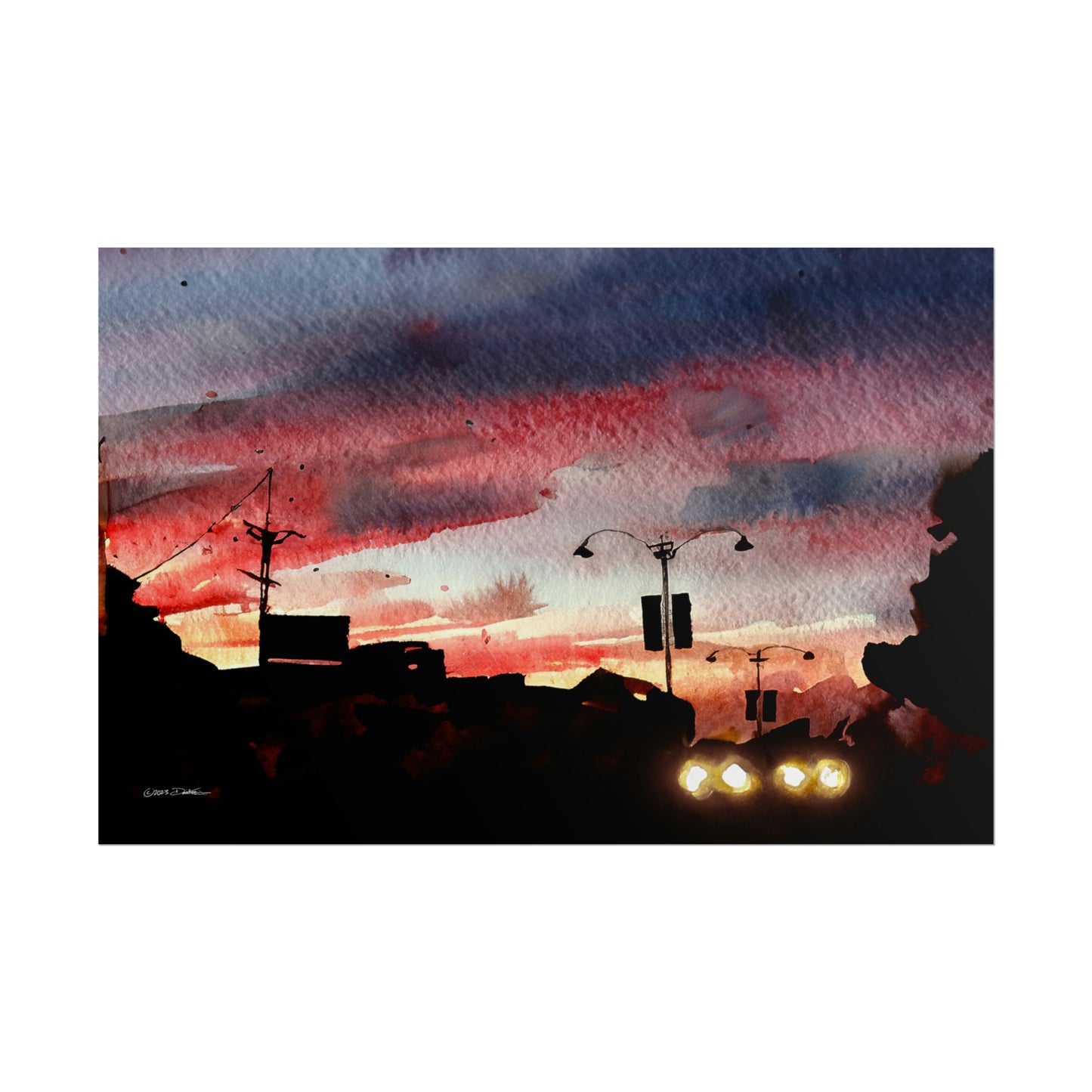 Maylands, Night,  WA. Unframed digital watercolour print.