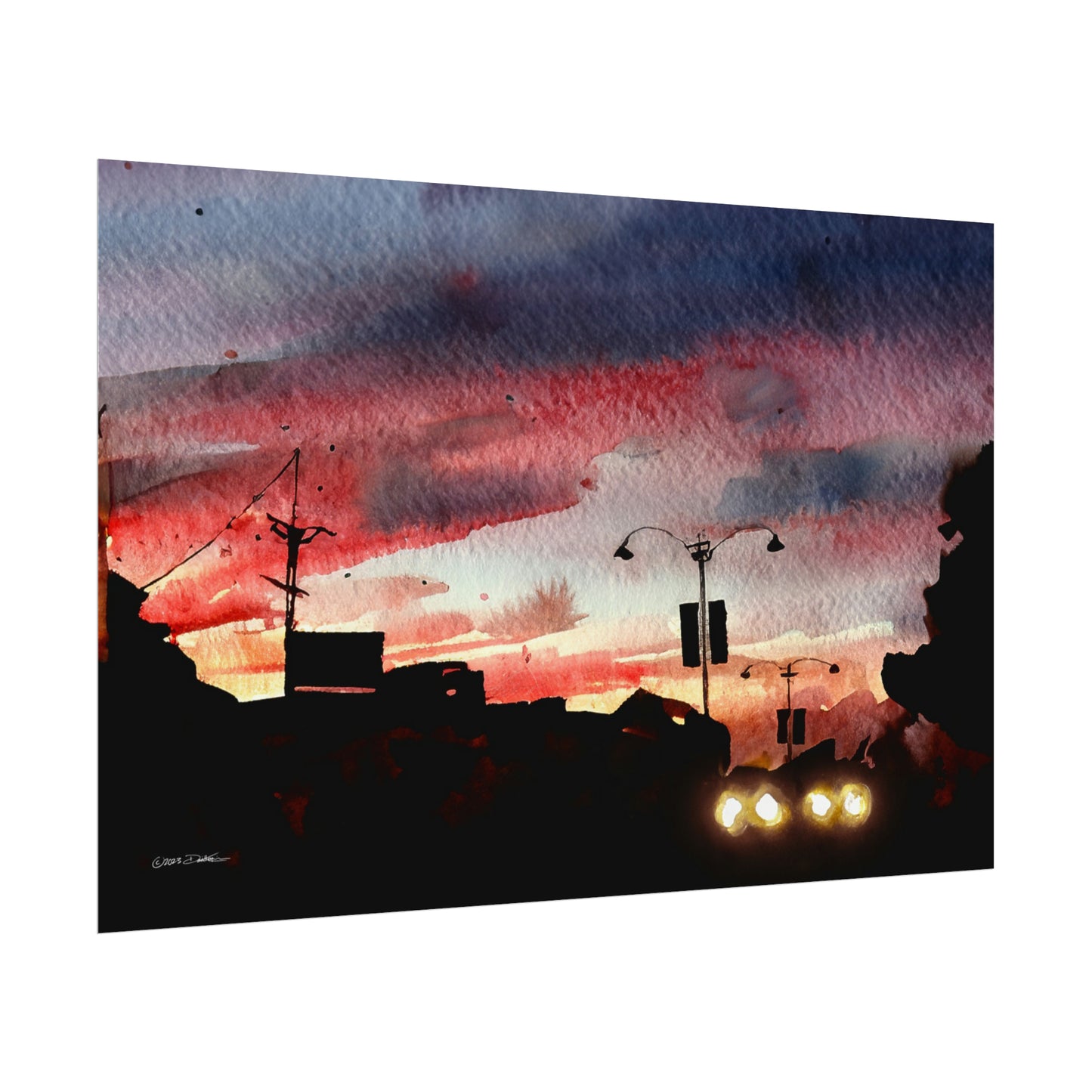 Maylands, Night,  WA. Unframed digital watercolour print.