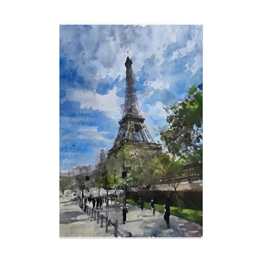 Eiffel Tower, Paris, France. Unframed digital watercolour print.