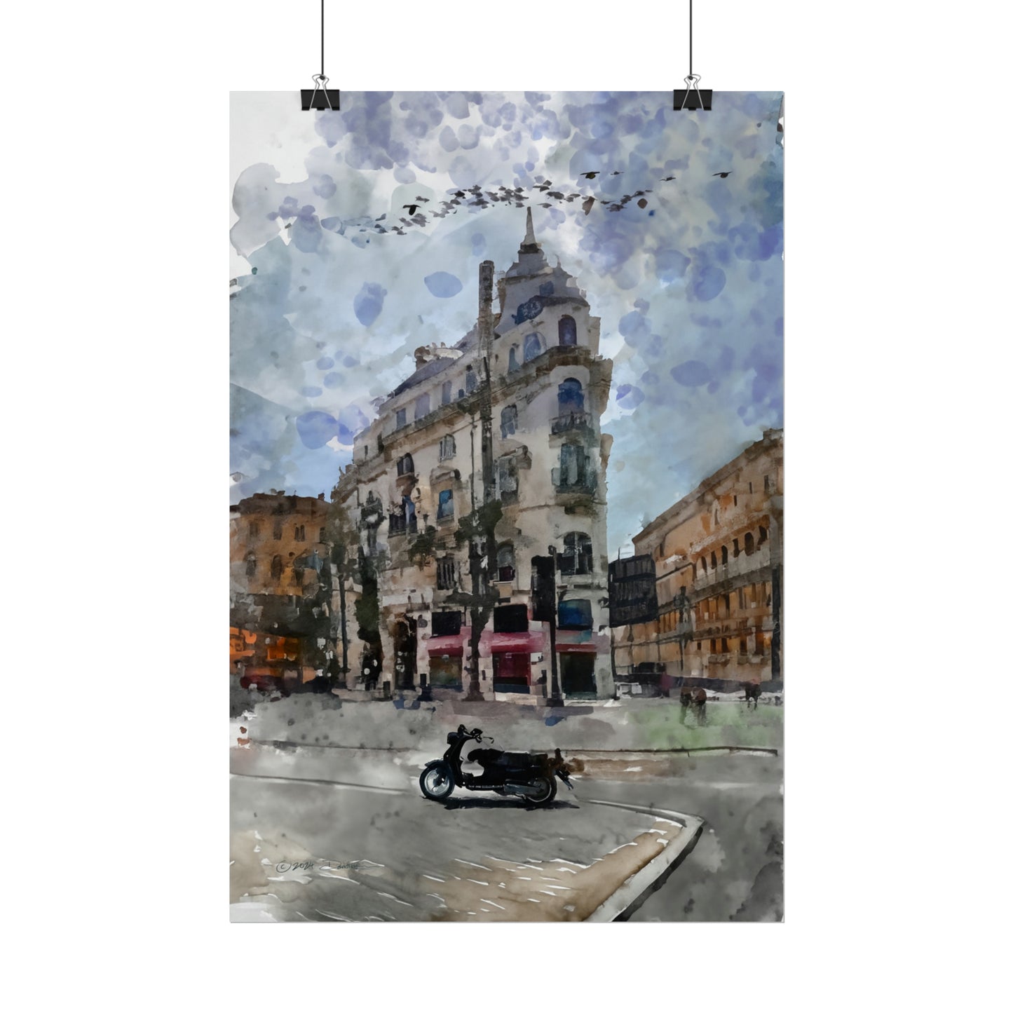 Street Scene, Toulouse, France. Unframed digital watercolour print.