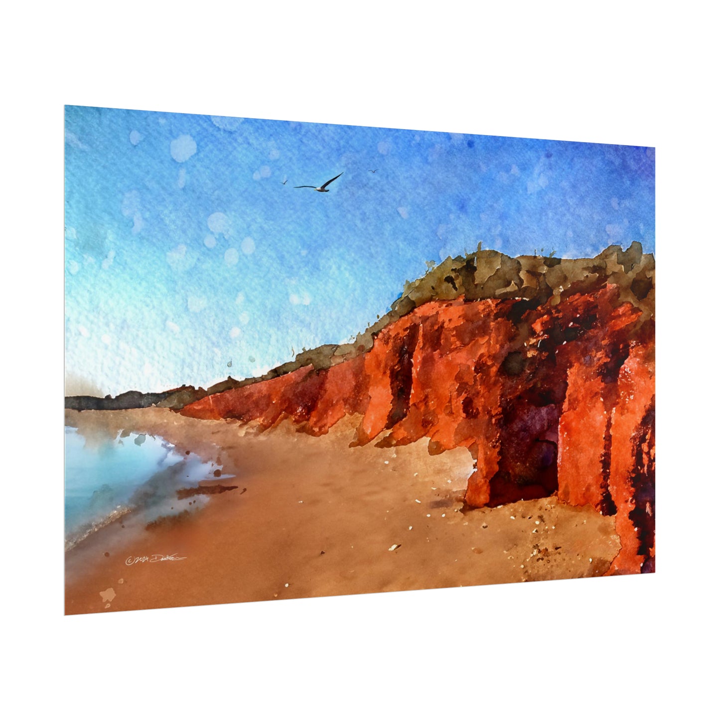 Red Cliffs, Pilbara, Western Australia. Unframed digital watercolour print.