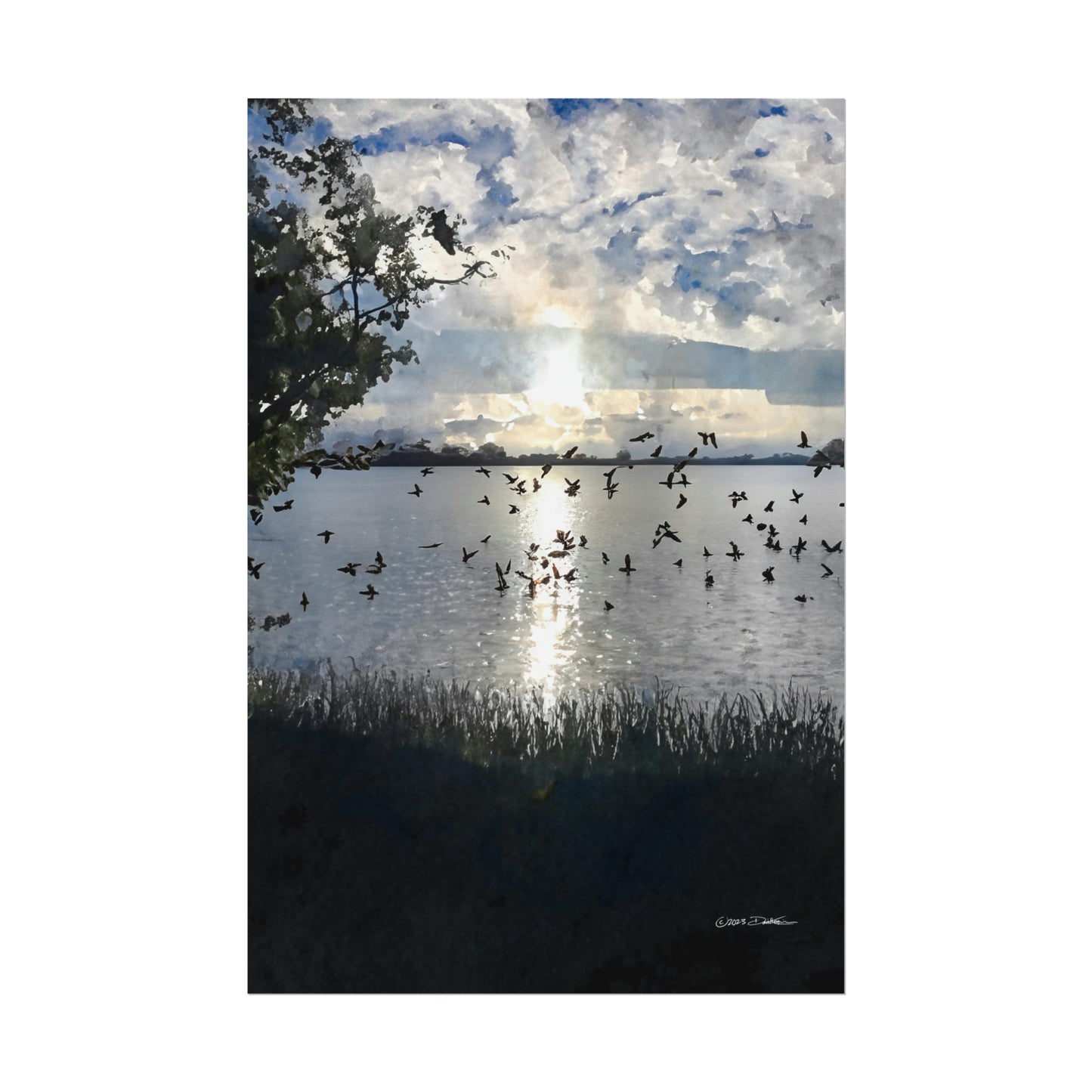 Lake Bungana, Maylands, Western Australia. Unframed digital watercolour print.