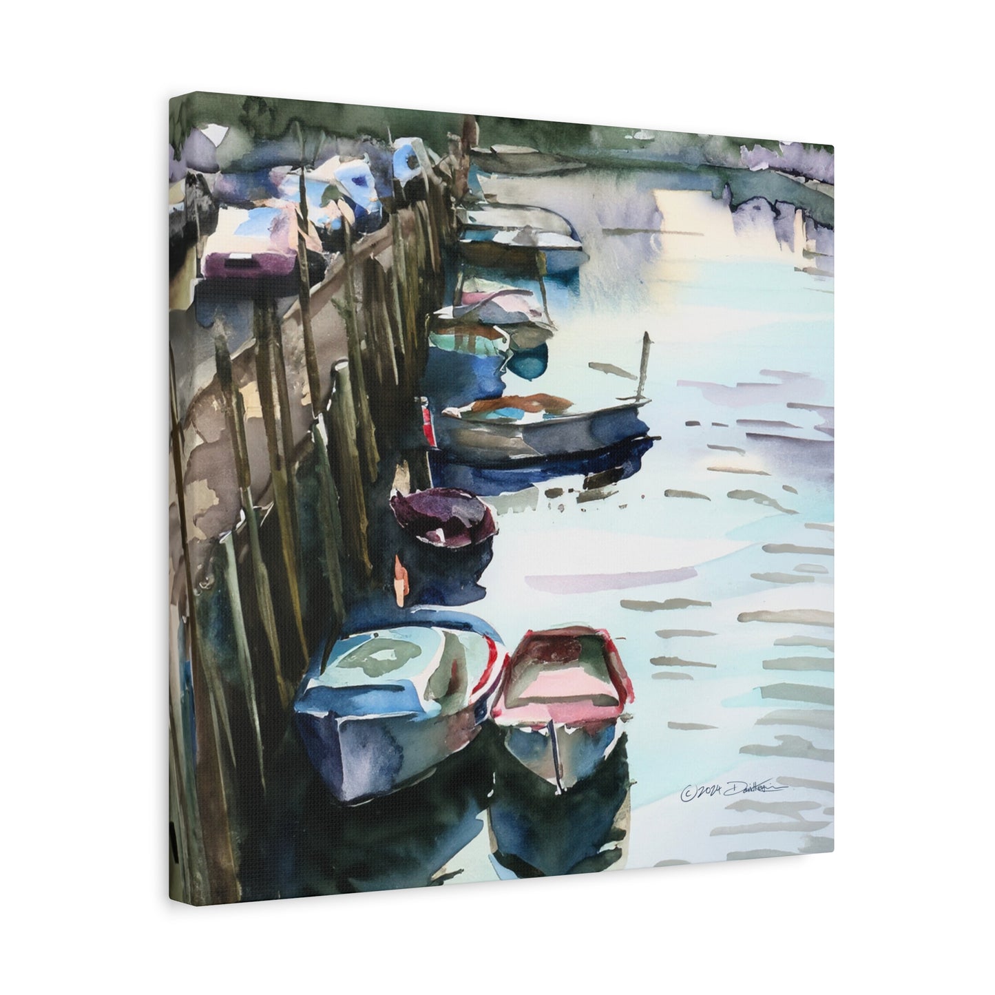 Looe Harbour, Cornwall, UK. Approx. 40.7 x 40.7 (16 x 16”) print. Matte canvas all-over print