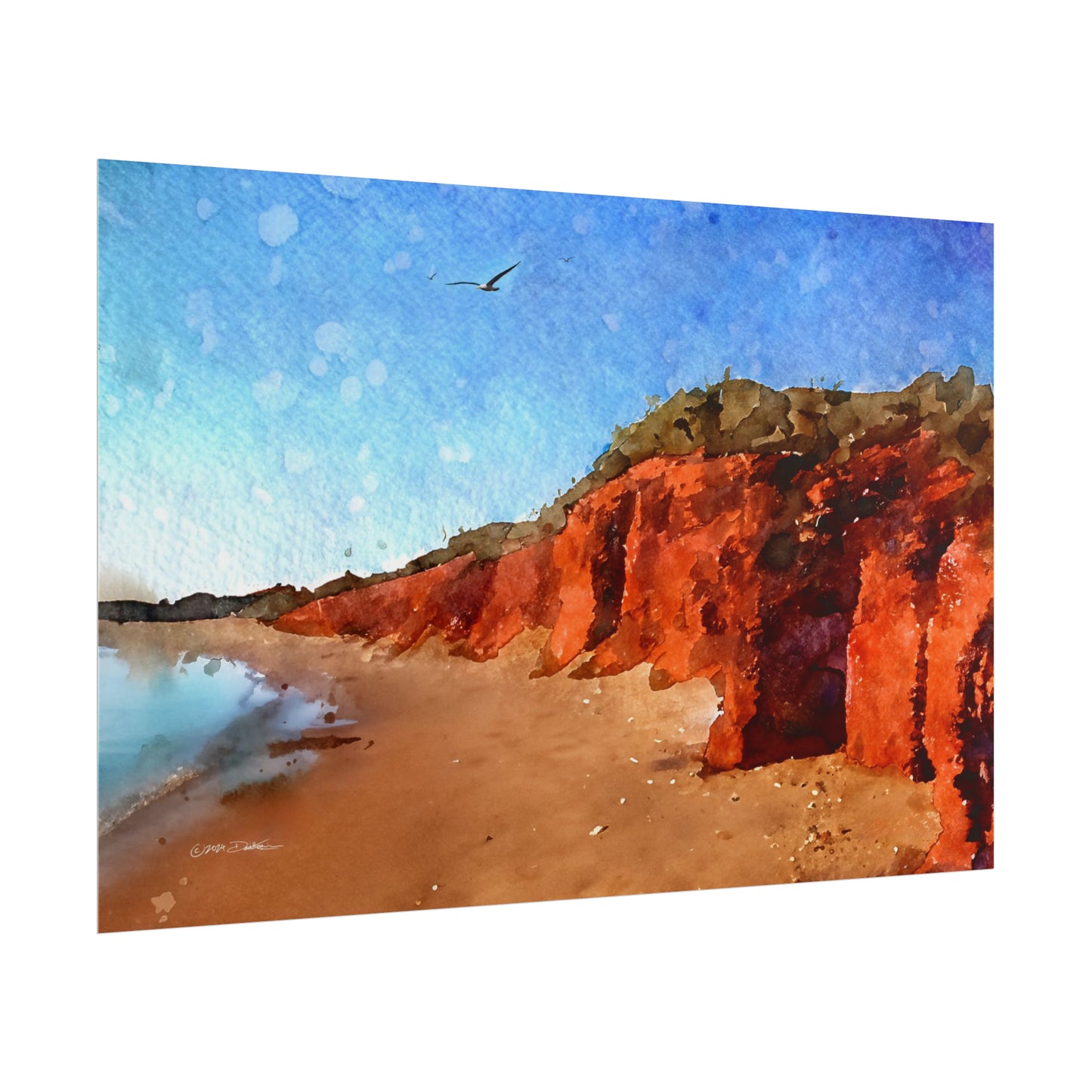 Red Cliffs, Pilbara, Western Australia. Unframed digital watercolour print.