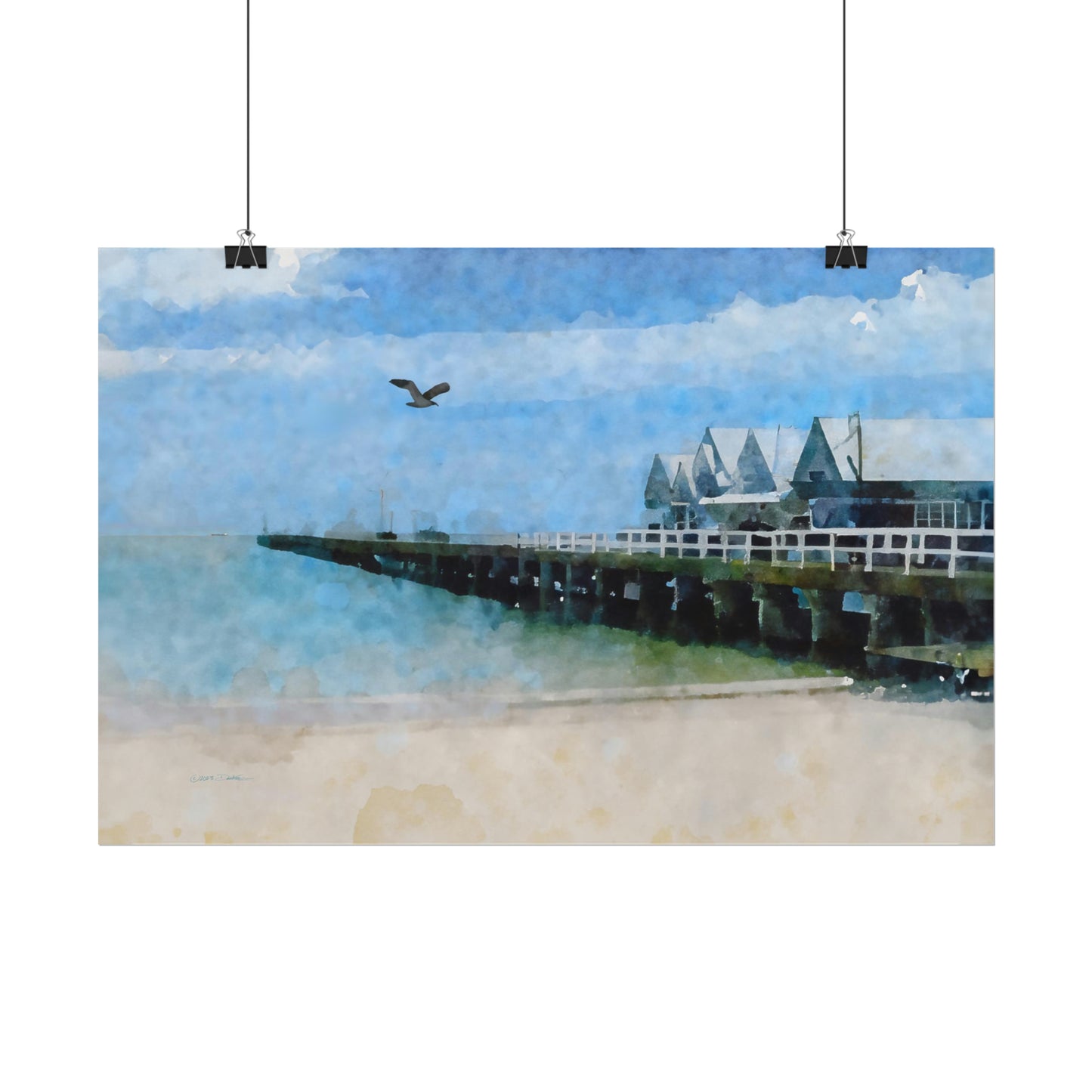 Busselton Pier, WA. Unframed digital watercolour print.